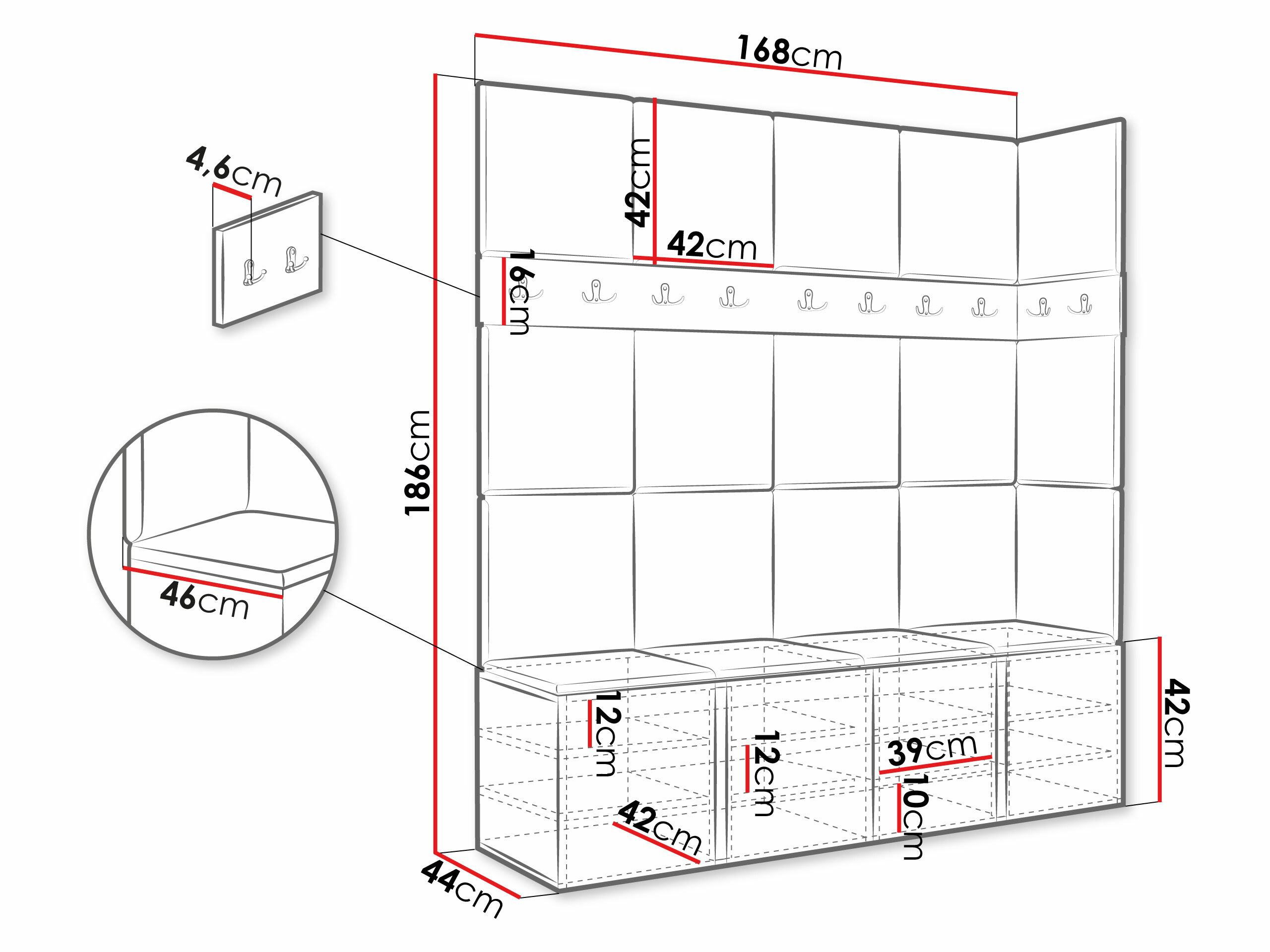 Komplet za predsobo Hartford 265 (Bela)