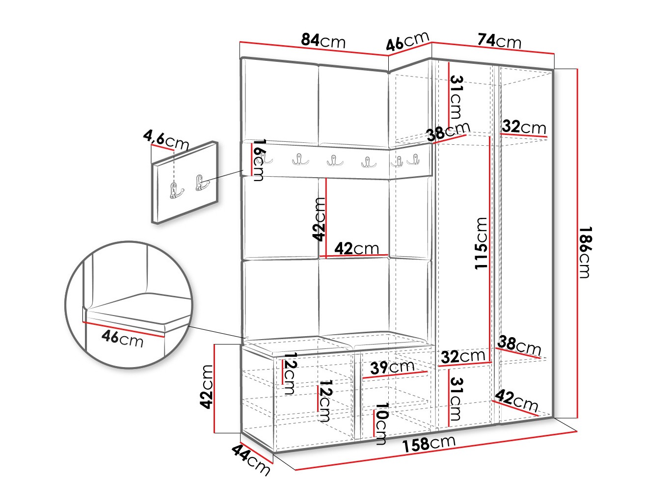 Komplet za predsobo Pinis III (Kašmir)