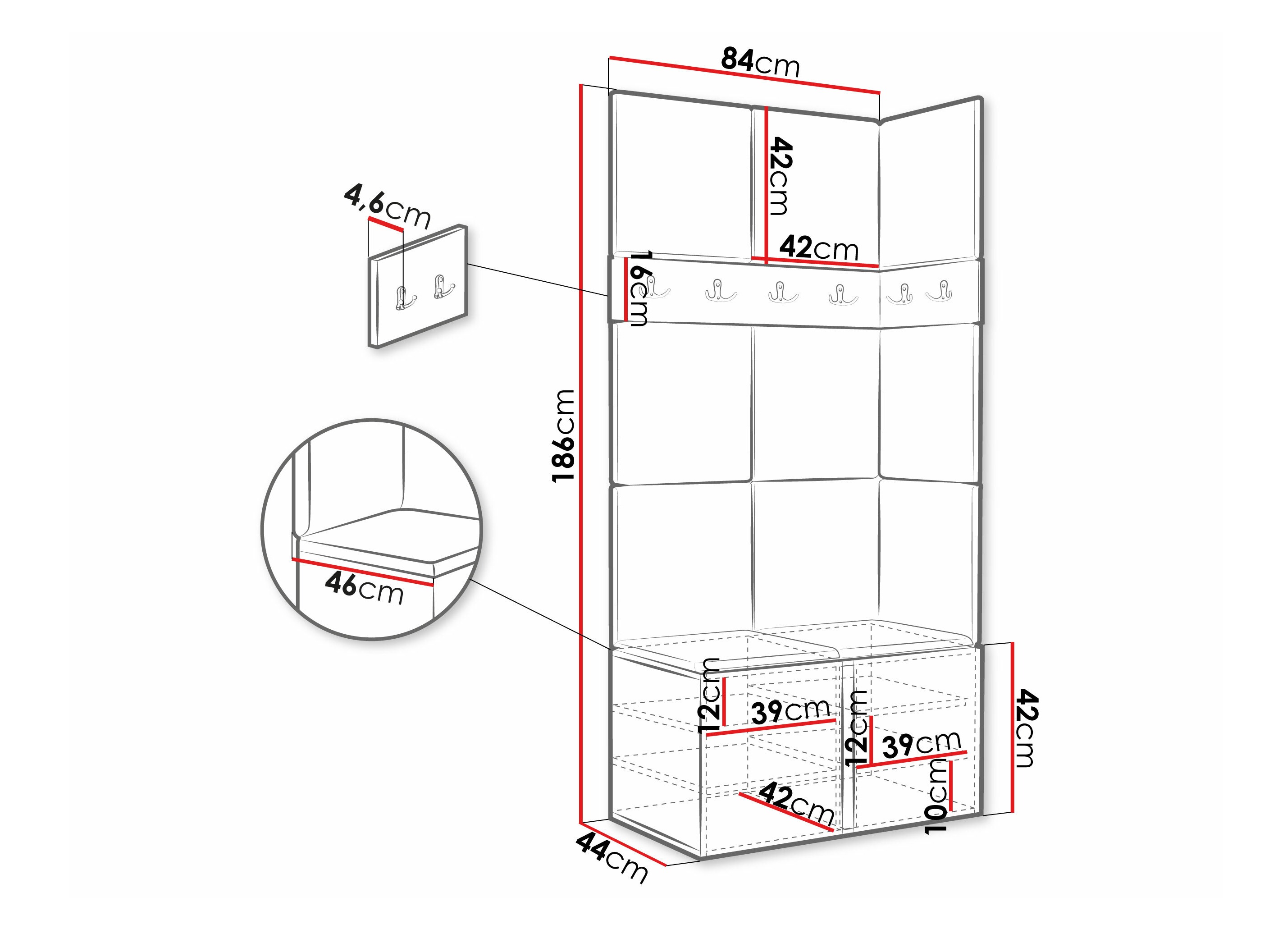 Komplet za predsobo Hartford 264 (Bela)