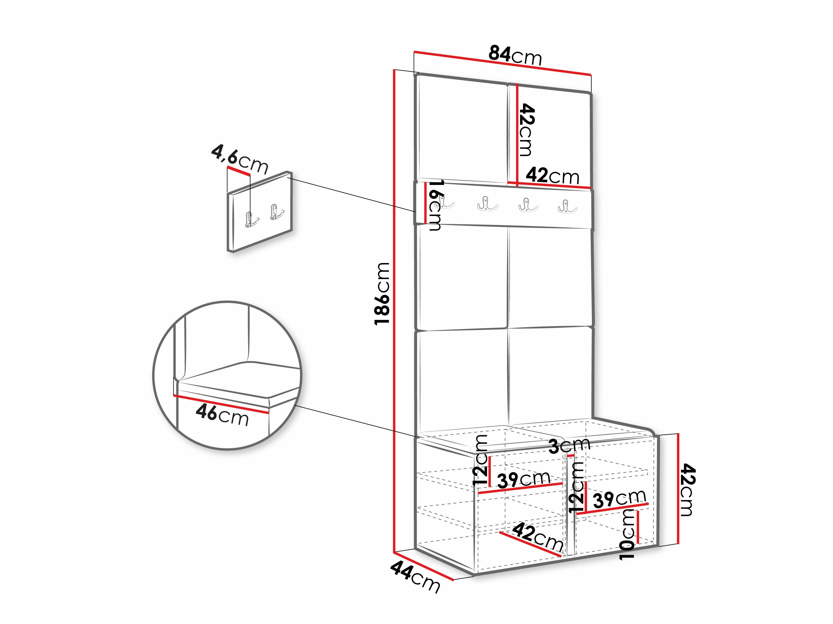 Komplet za predsobo Pinis IV (Bela)