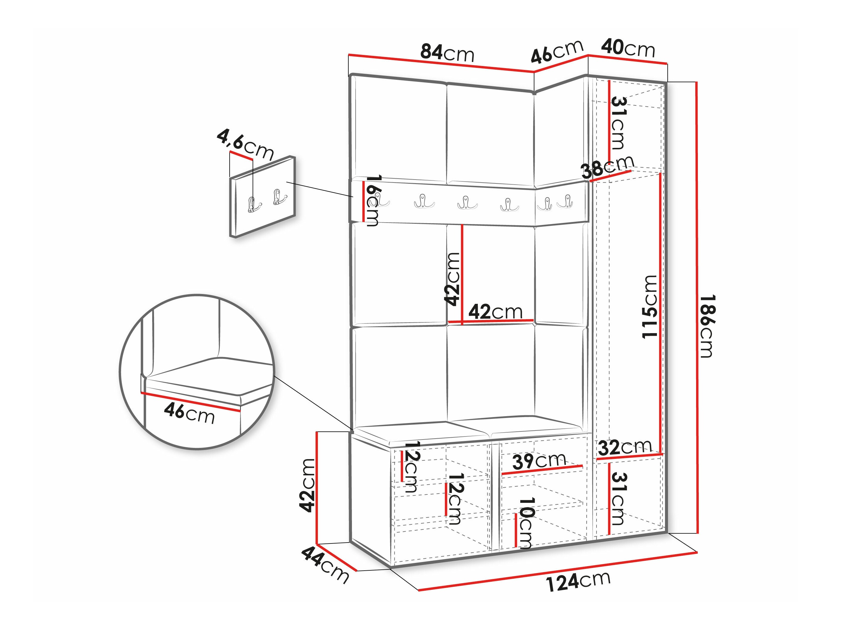 Komplet za predsobo Pinis IX (Artisan hrast)