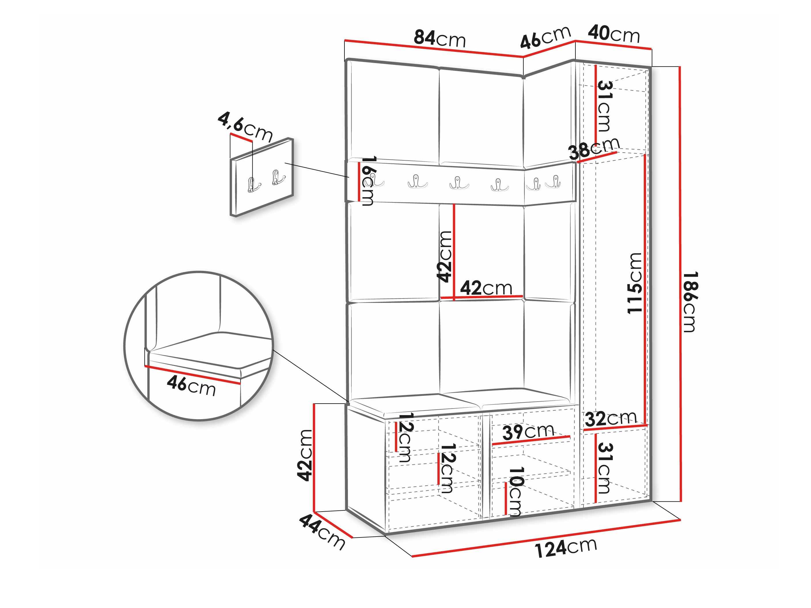 Komplet za predsobo Pinis IX (Grafit)