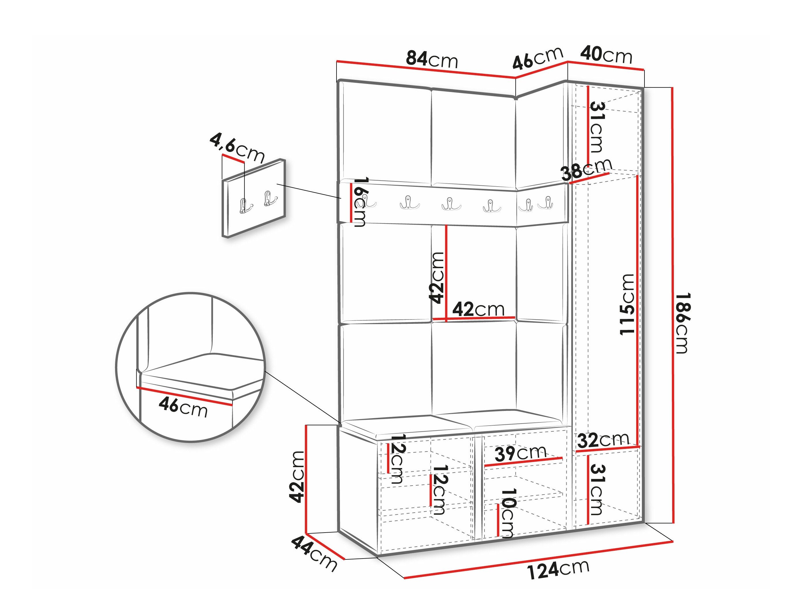 Komplet za predsobo Hartford 277 (Manila 02)