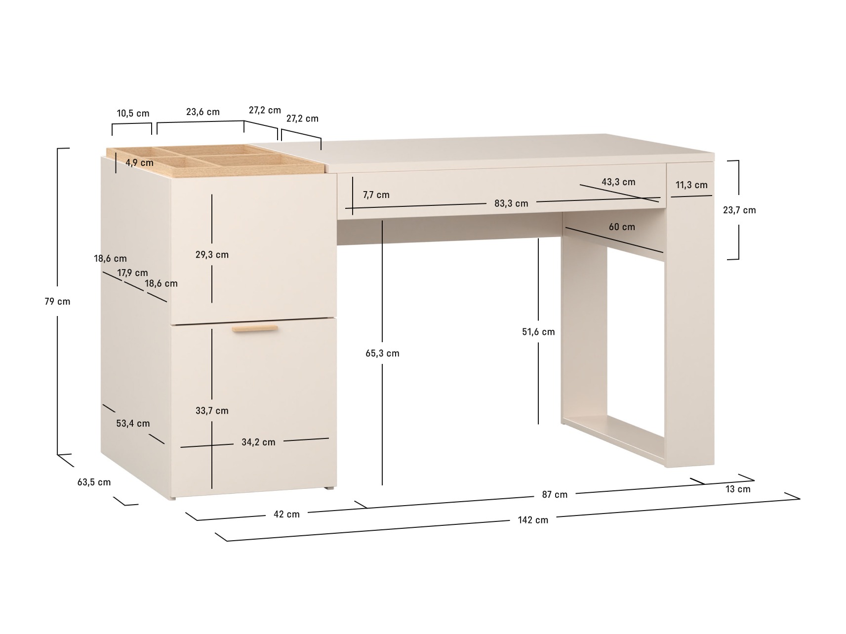 Pisalna miza Veldalo 104 (Lahki hrast)