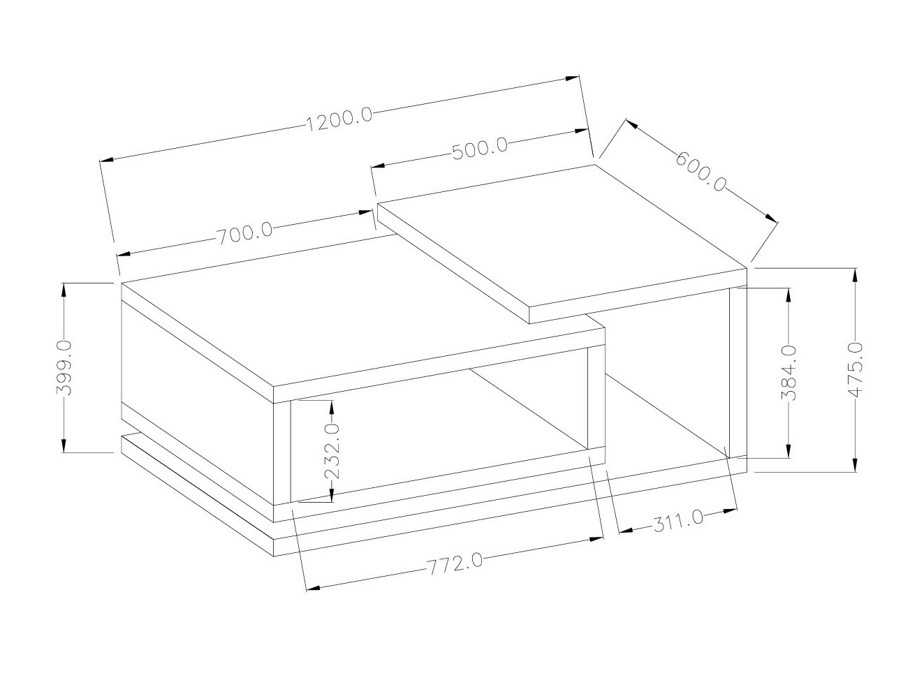 Klubska mizica Lutiva 104 (Bela + Beton)