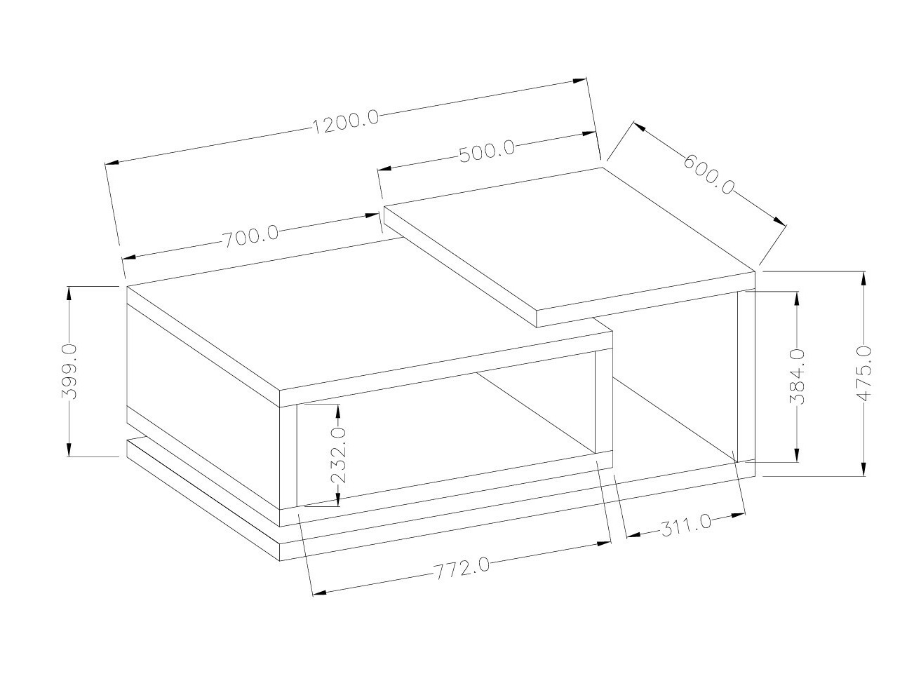 Klubska mizica Lutiva 104 (Matera siva + Temna smreka)