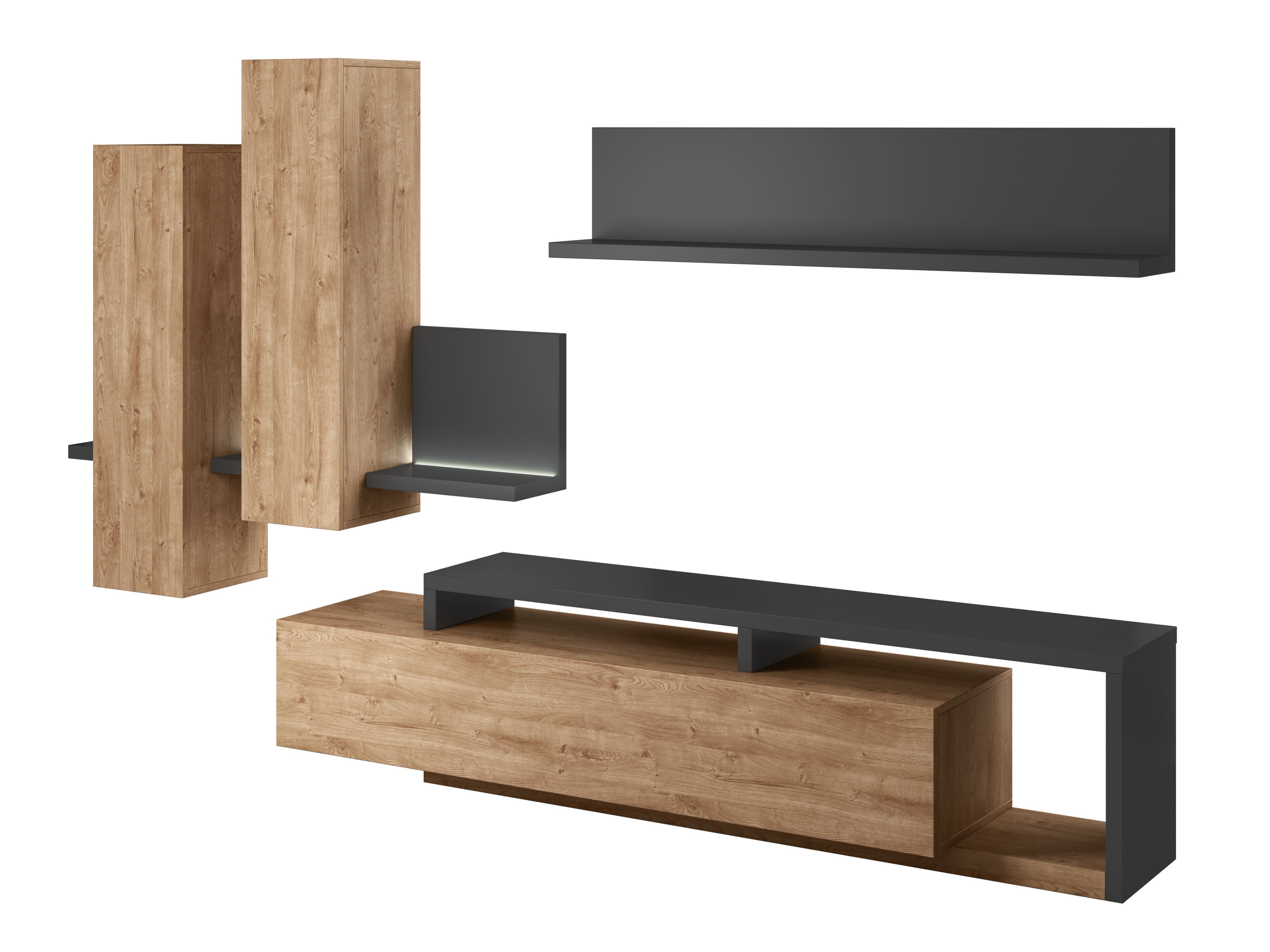 Komplet za dnevno sobo Lutiva 100 (Antracit + Ribbec hrast)