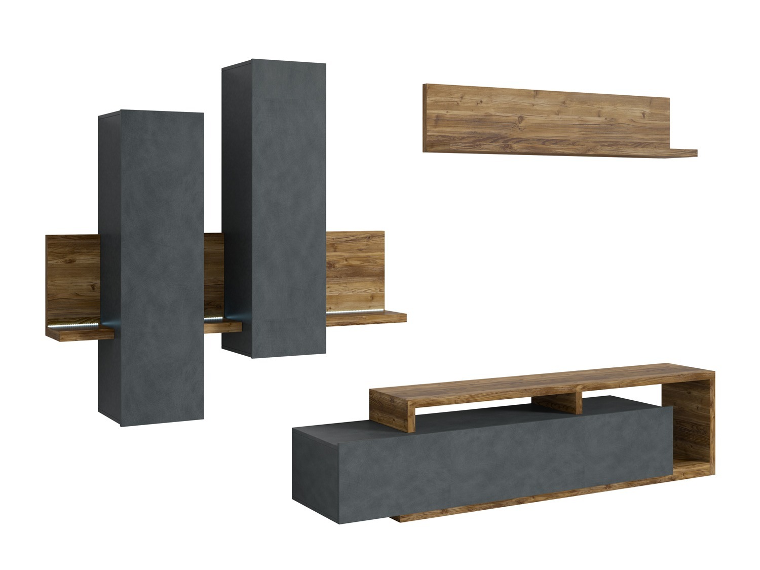 Komplet za dnevno sobo Lutiva 100 (Matera siva + Temna smreka)