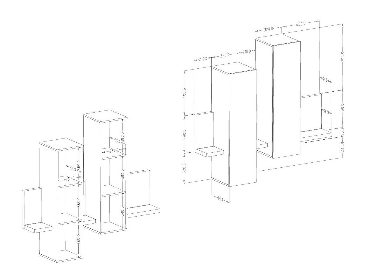 Stenska omarica Lutiva 101 (Antracit + Ribbec hrast)