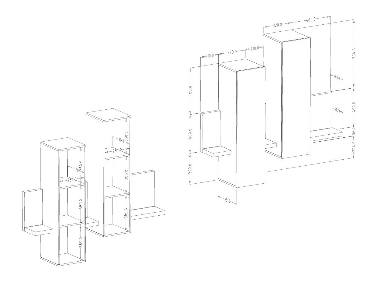 Stenska omarica Lutiva 101 (Matera siva + Temna smreka)