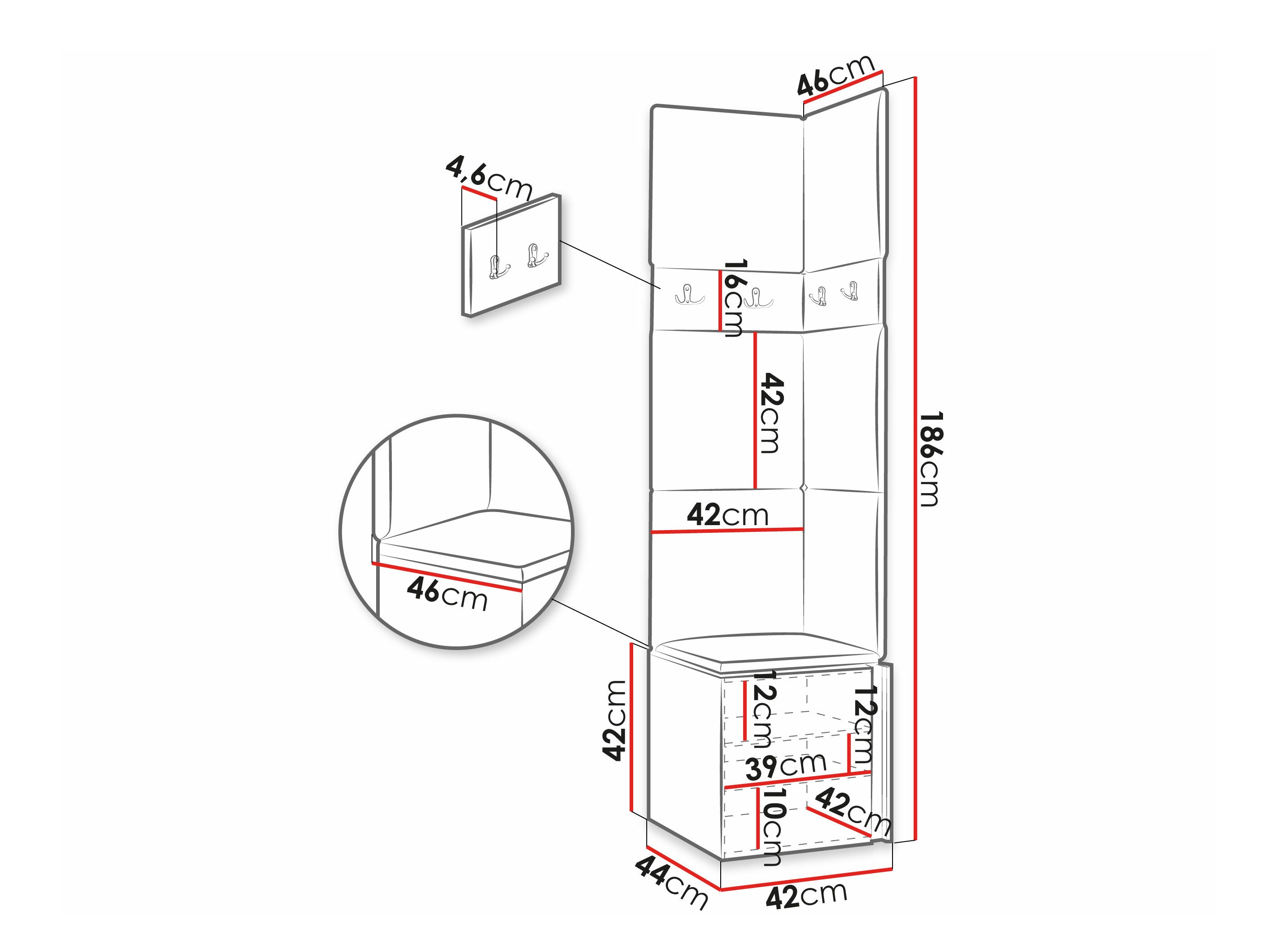 Komplet za predsobo Hartford 347 (Bela)