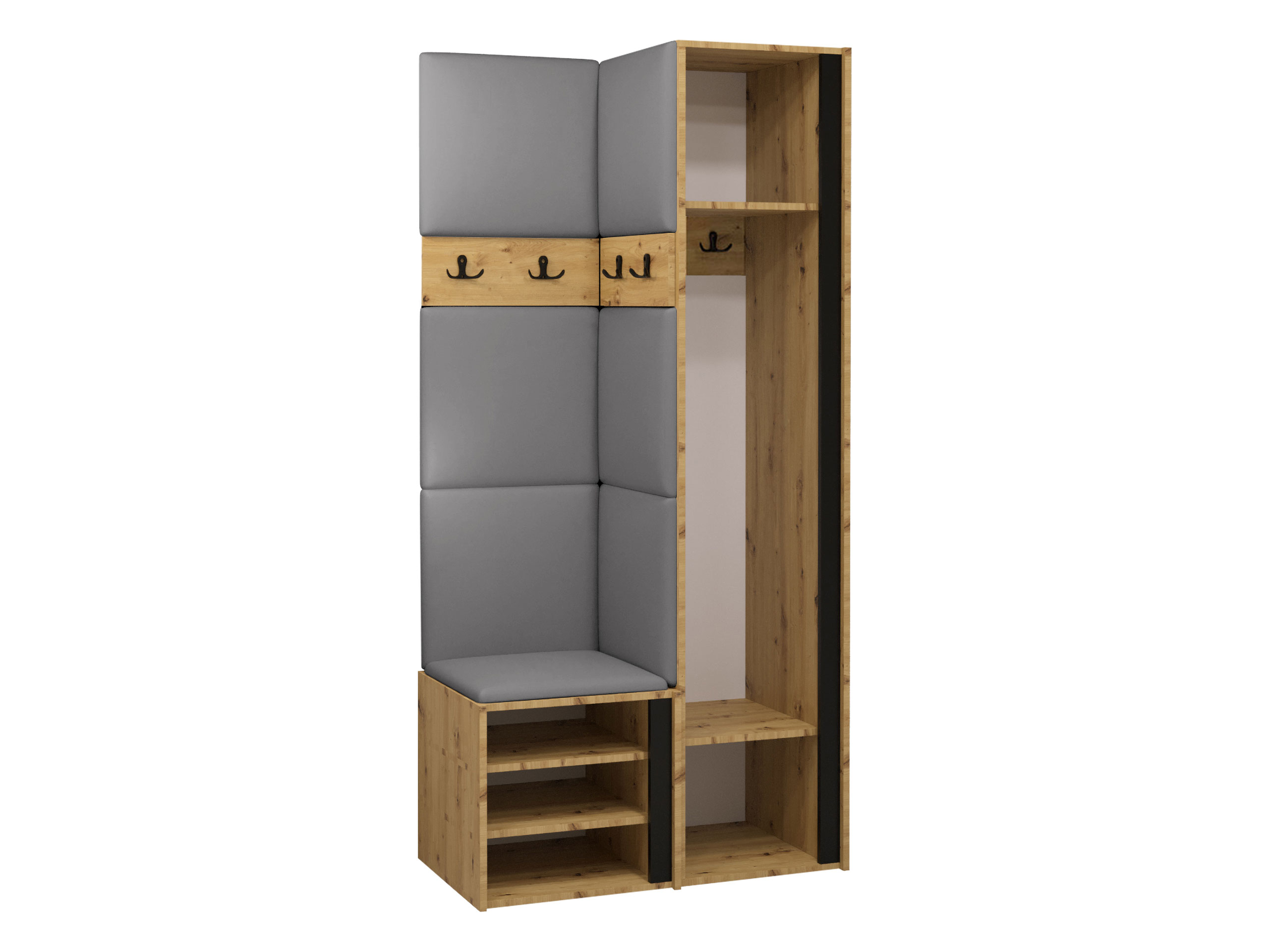 Komplet za predsobo Pinis XXV (Artisan hrast + Črna)