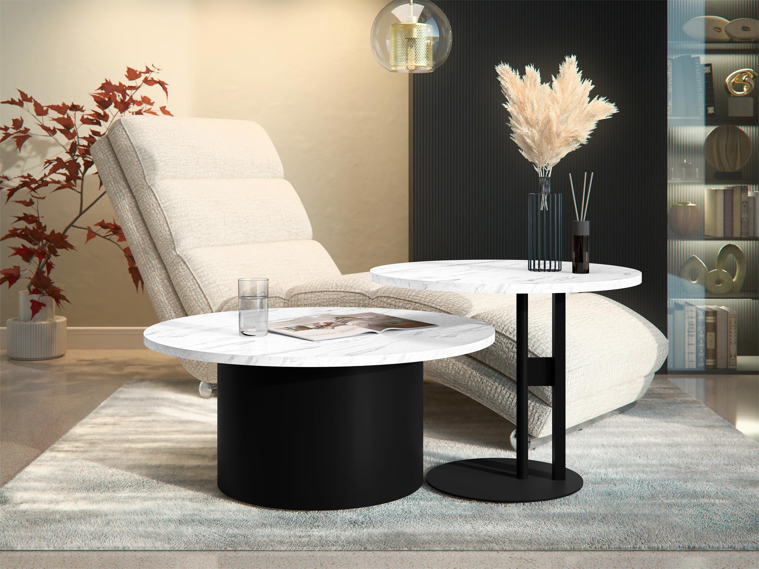 Komplet klubskih mizic Oswego 159 (Beli marmor)