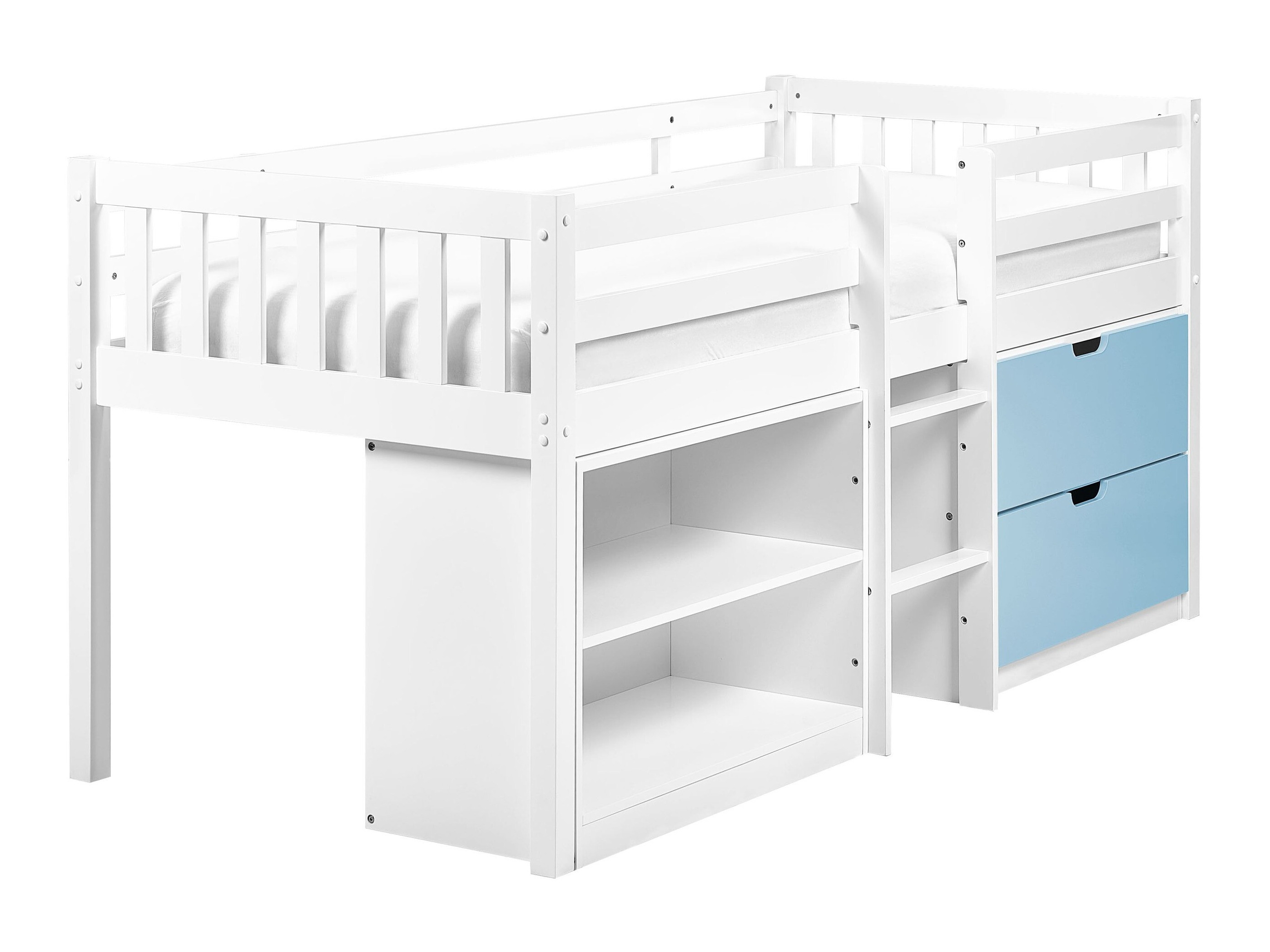 Visoka postelja Berwyn 2199 (Bela + Modra)