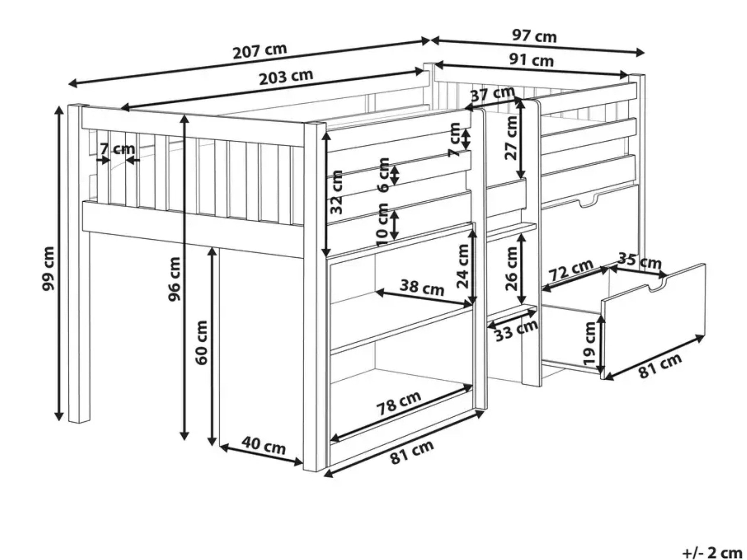 Visoka postelja Berwyn 2199 (Bela + Roza)