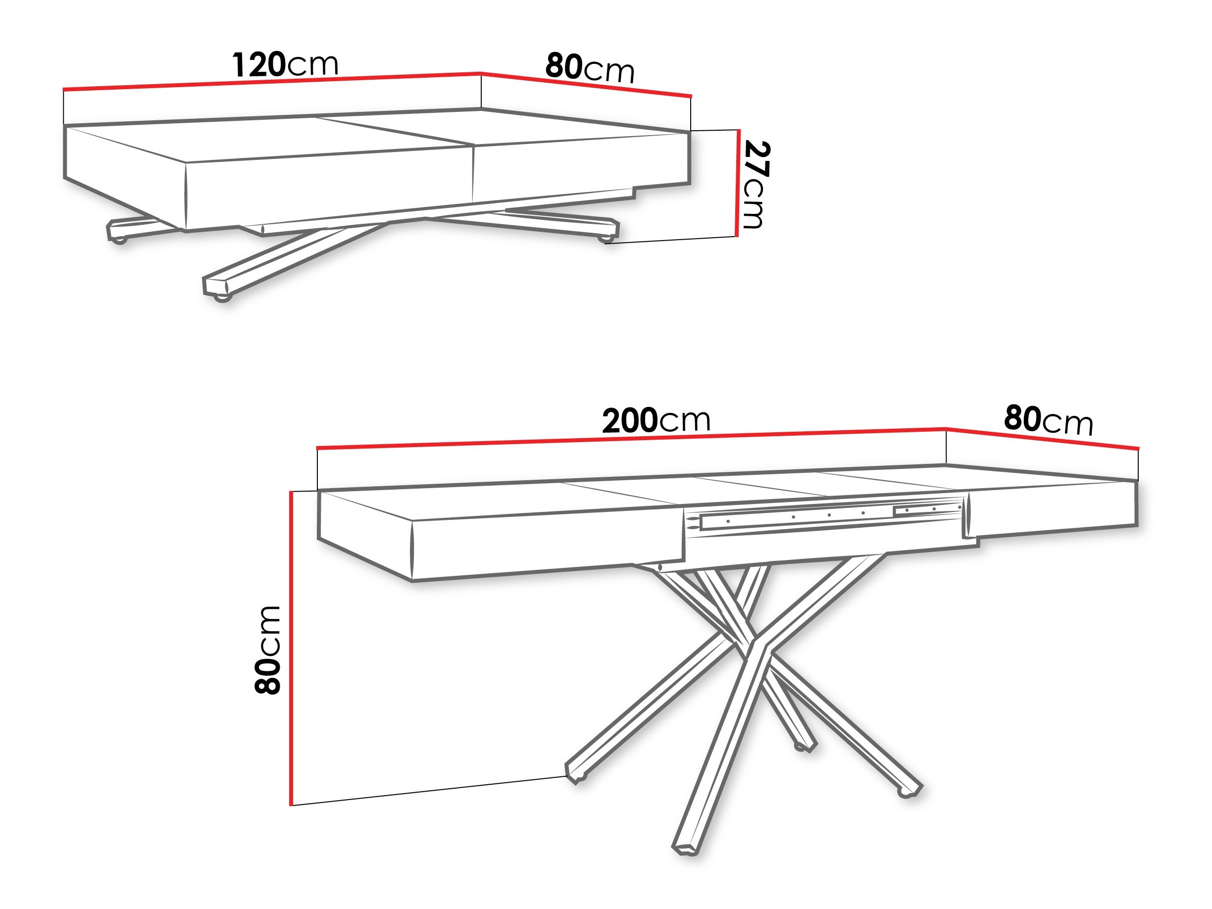 Raztegljiva klubska mizica Oswego 177 (Hrast)