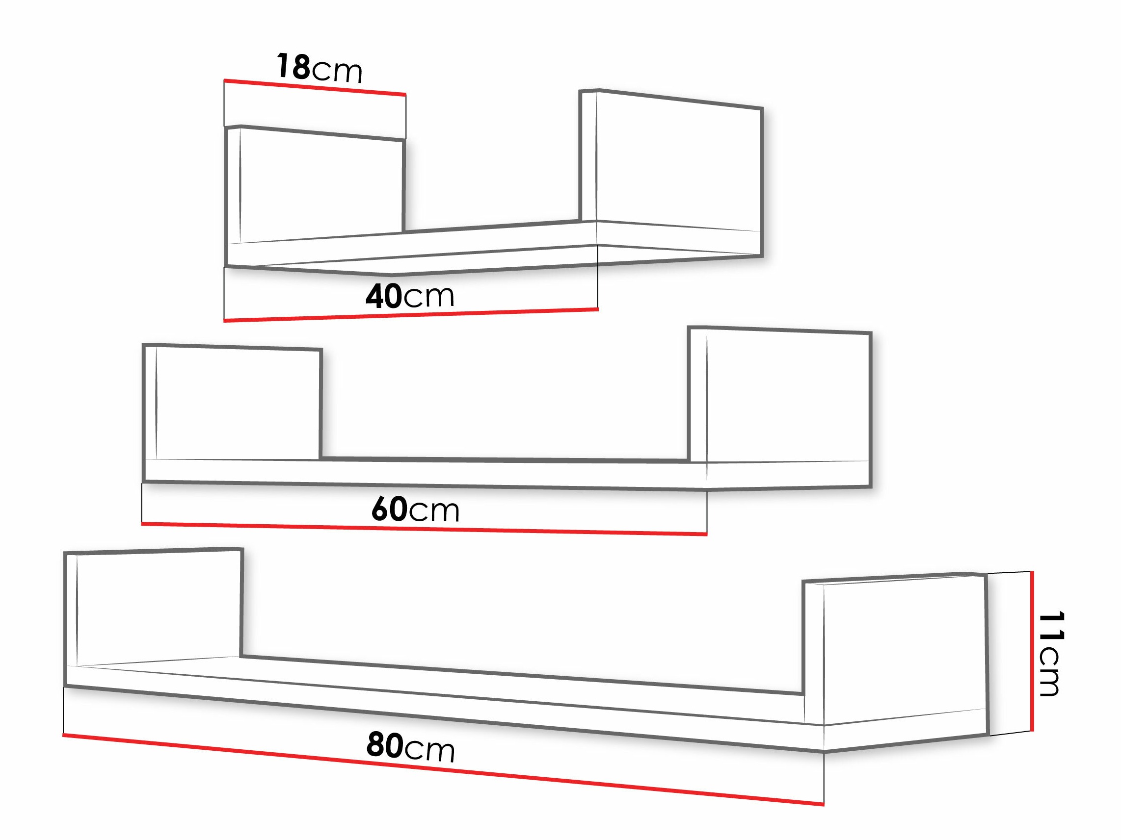 Komplet stenskih polic Lexicon (Bela)