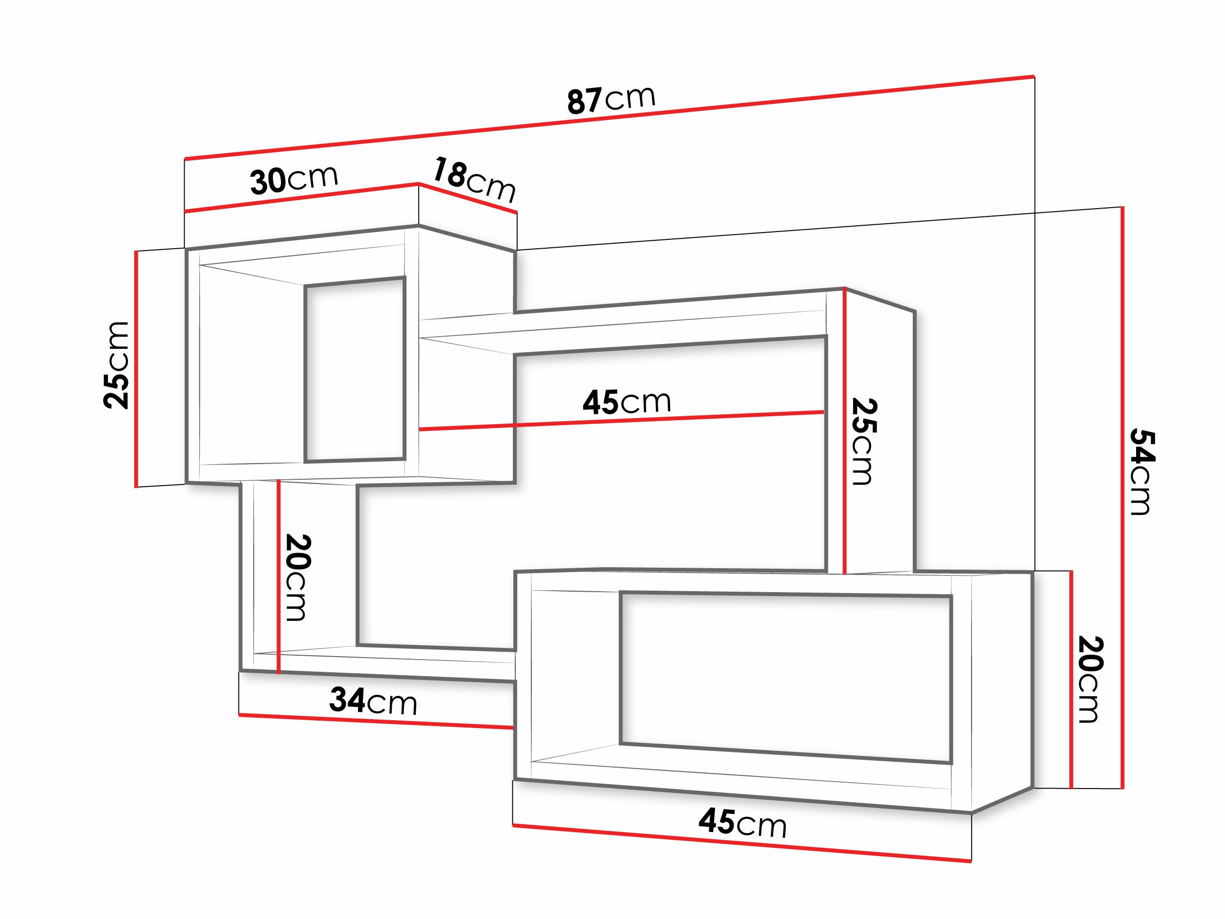 Stenska polica Sarasota 106 (Beton + Bela)