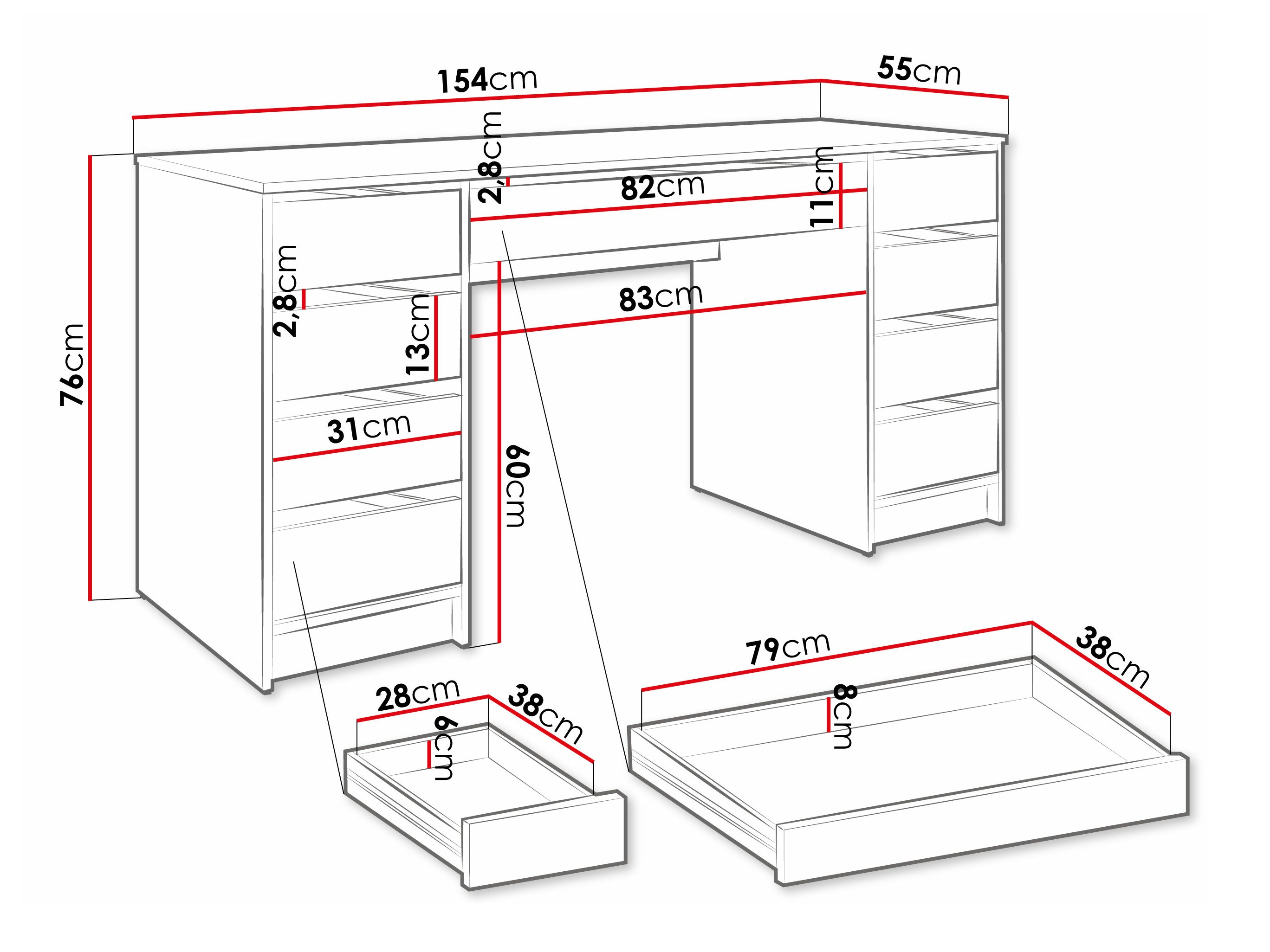 Pisalna miza Comfivo Terros II (Bela)
