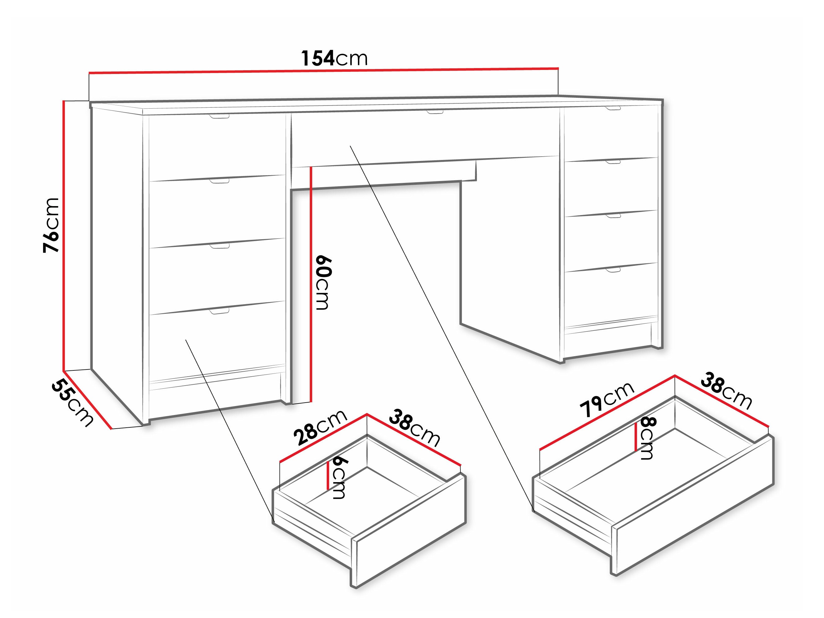 Pisalna miza Comfivo Larmire 110 (Bela)