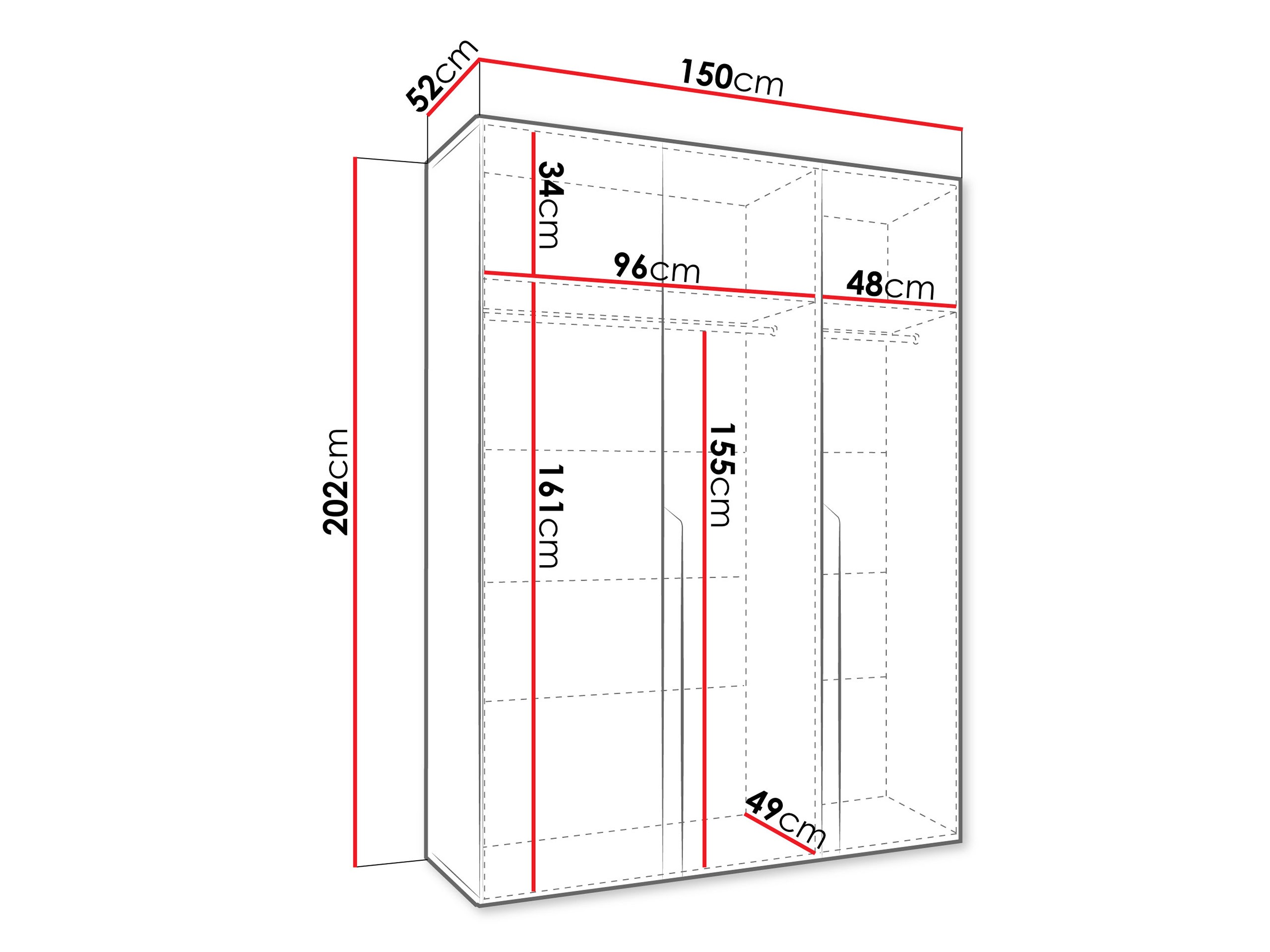 Garderobna omara Hartford 580 (Črna)