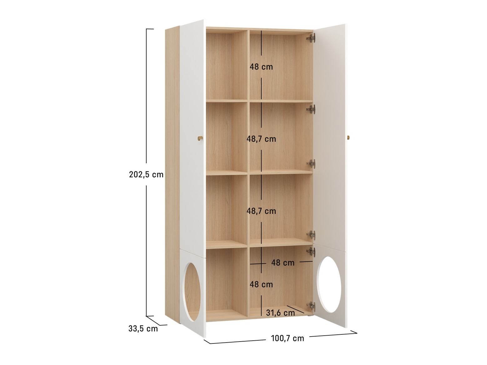 Regal Tornolo 106 (Hrast svetla + Bela)