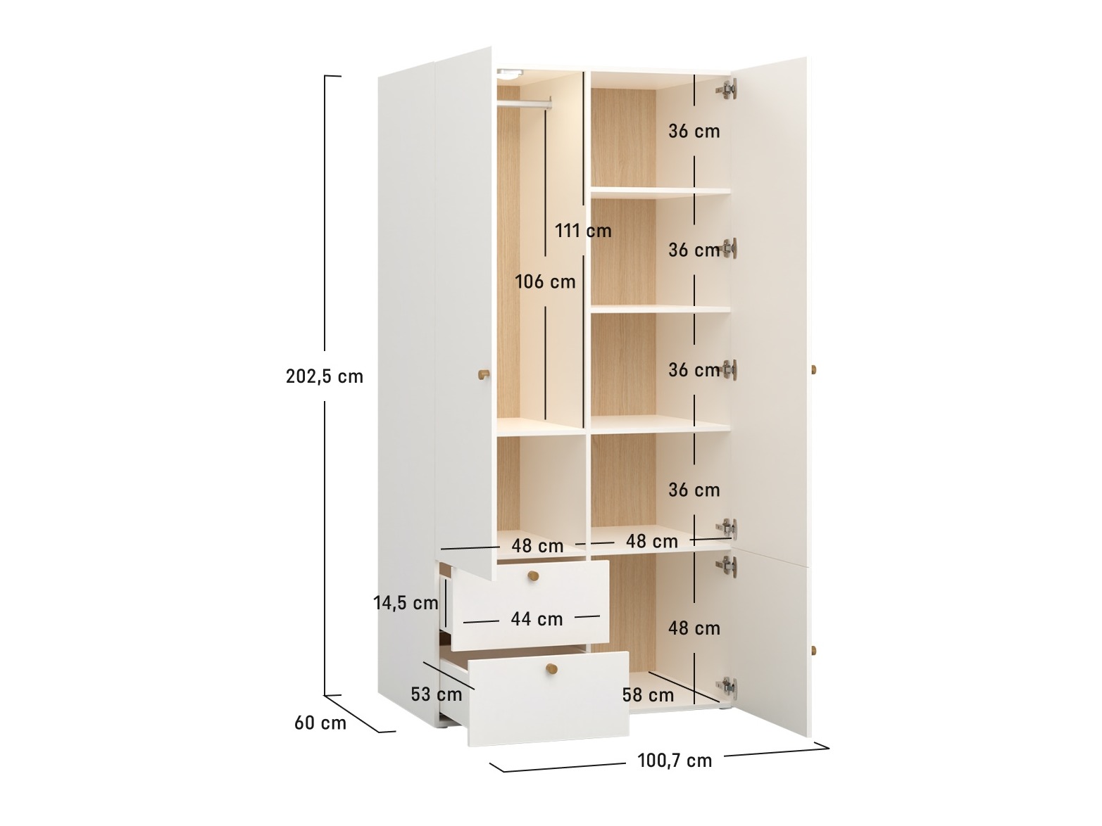 Garderobna omara Tornolo 109 (Bela + Indigo)