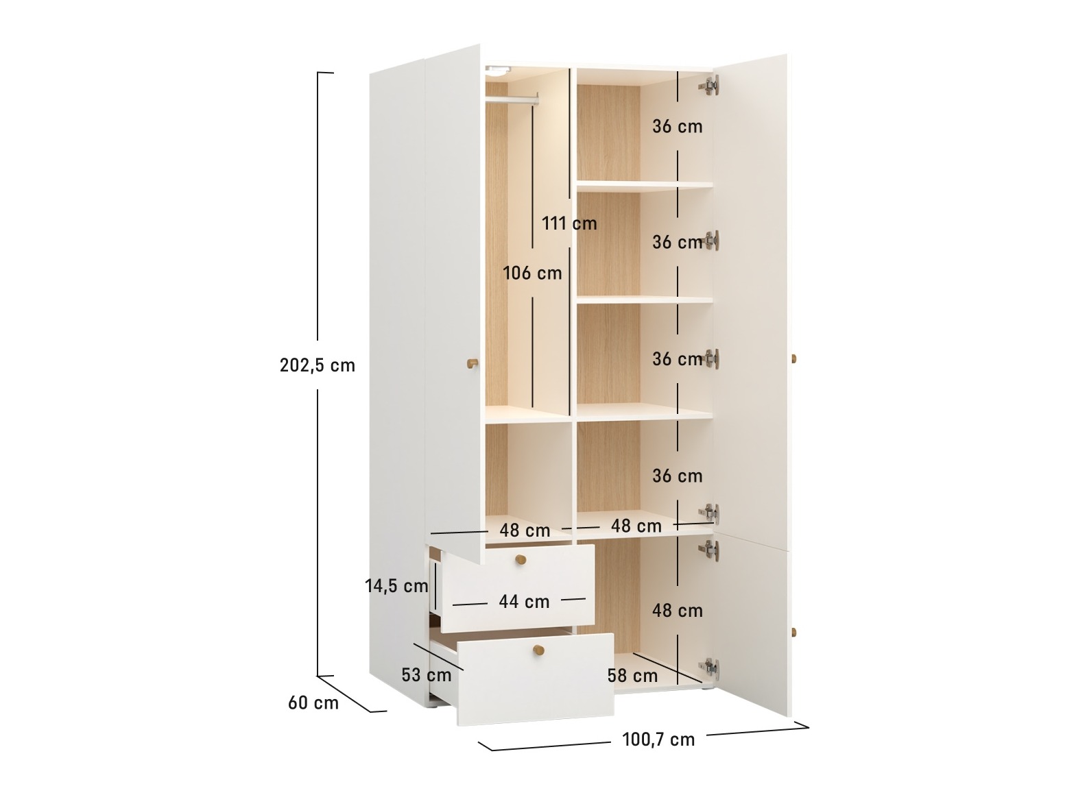 Garderobna omara Tornolo 109 (Bela + Siva)