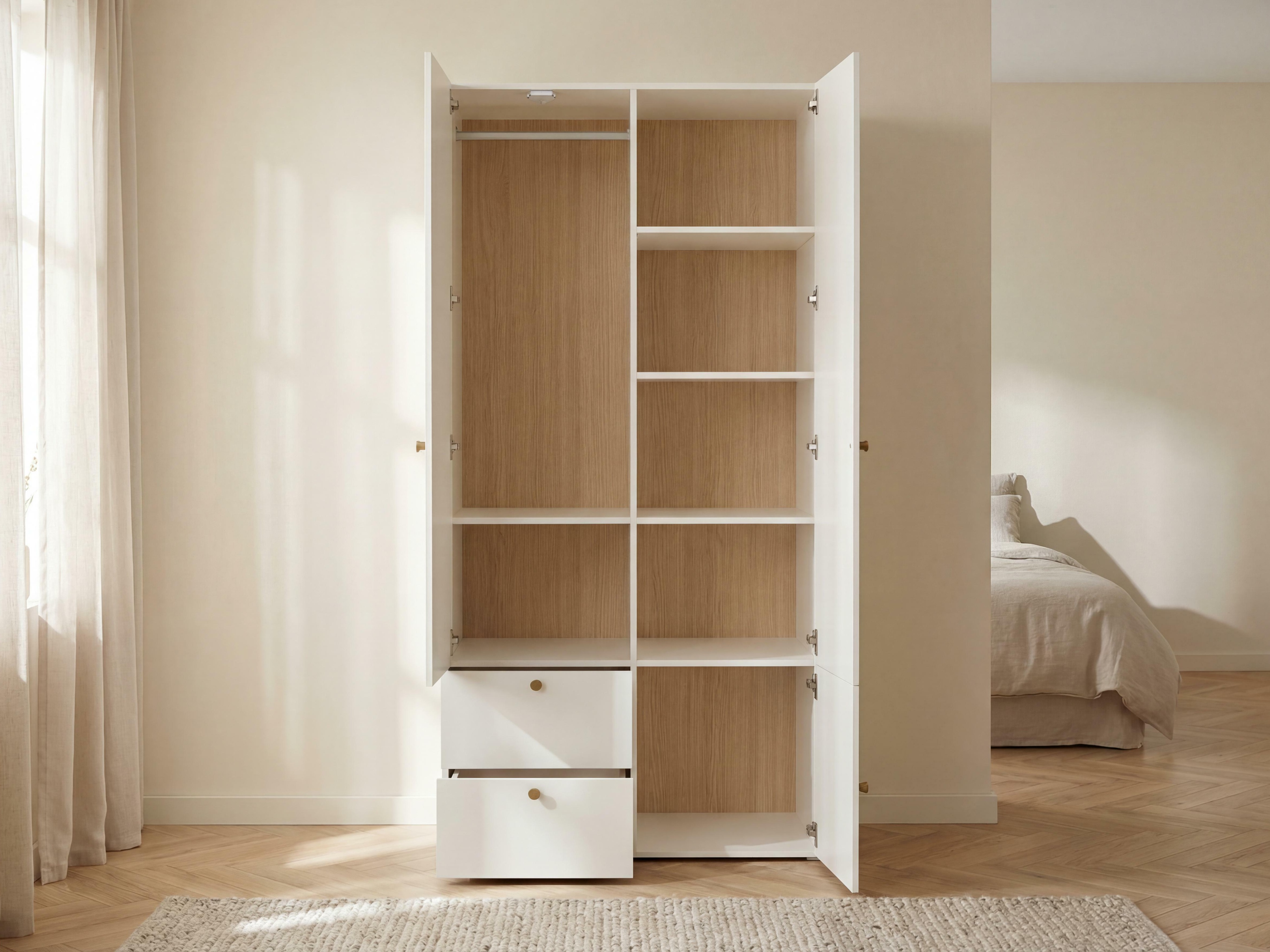 Garderobna omara Tornolo 109 (Bela + Svetla Hrast)