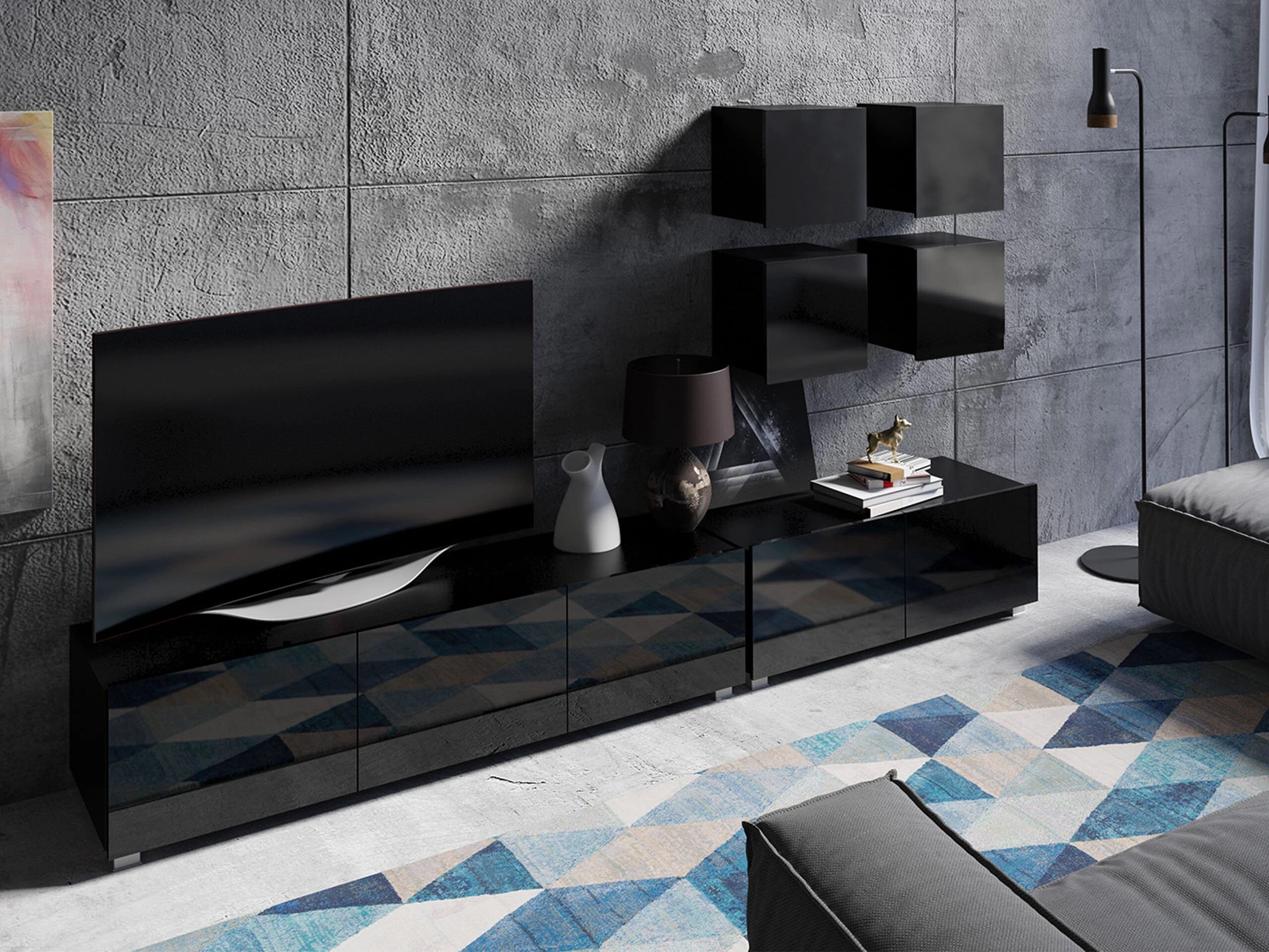 TV-omarica Remus I (Črna + Sijaj črna)