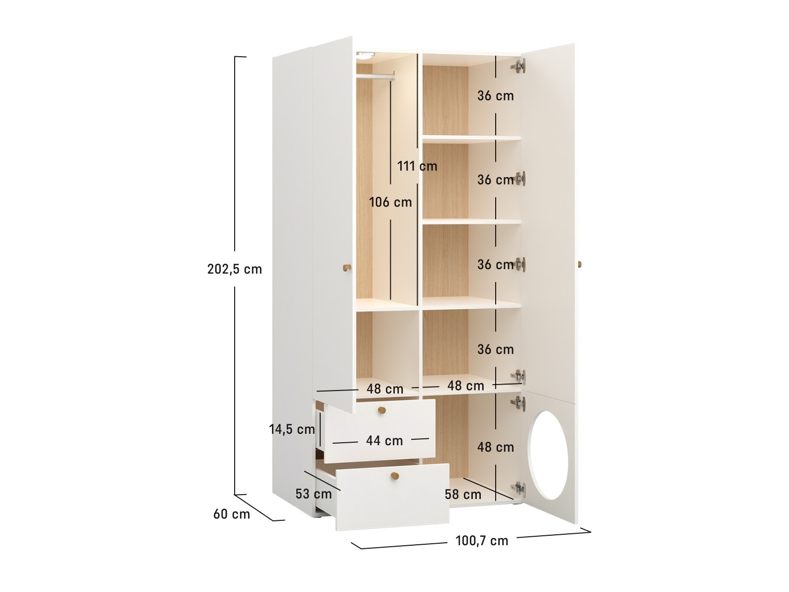 Garderobna omara Tornolo 110 (Bela + Indigo)