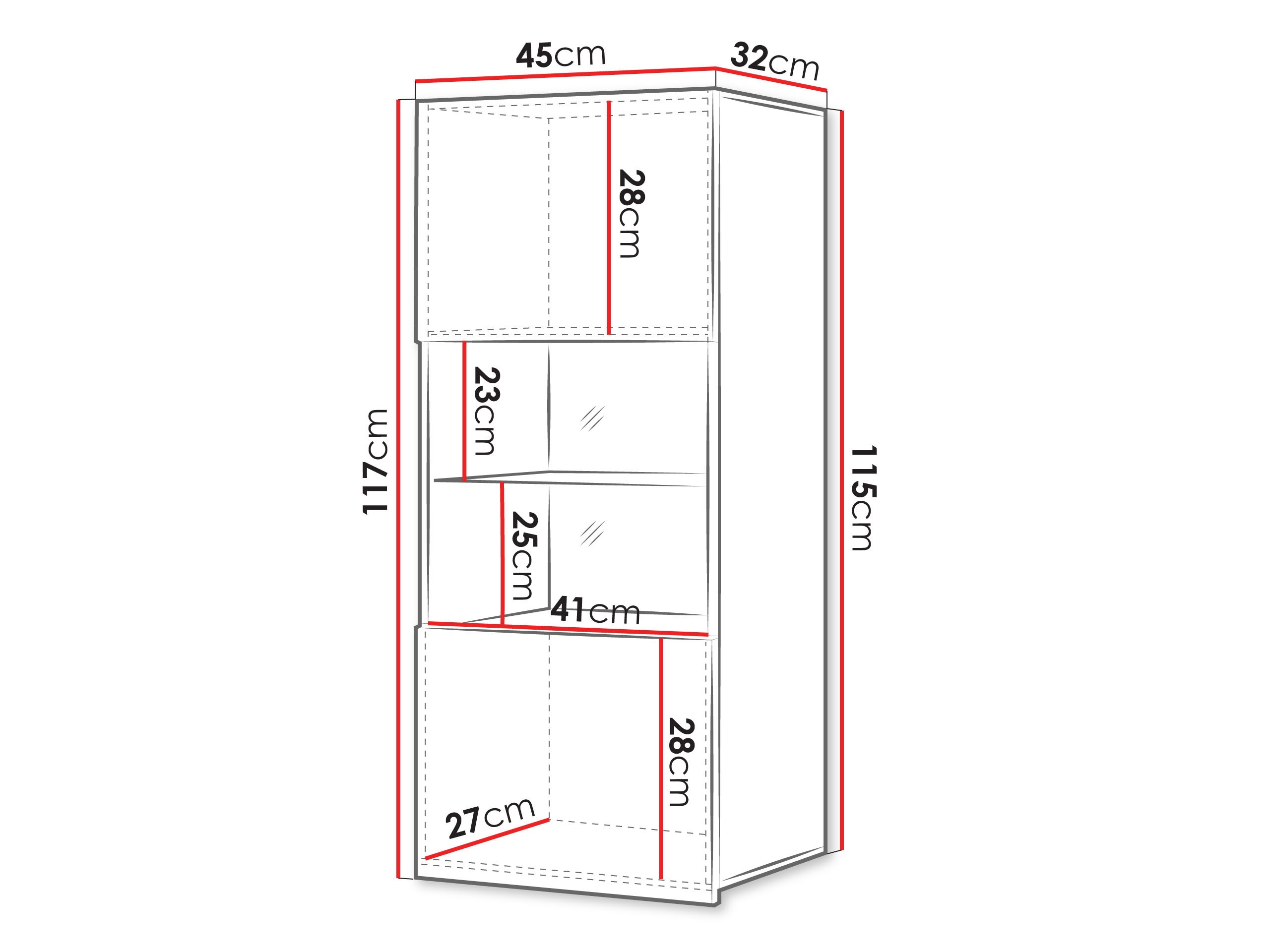 Stenska omarica Remus I (Črna + Sijaj črna)