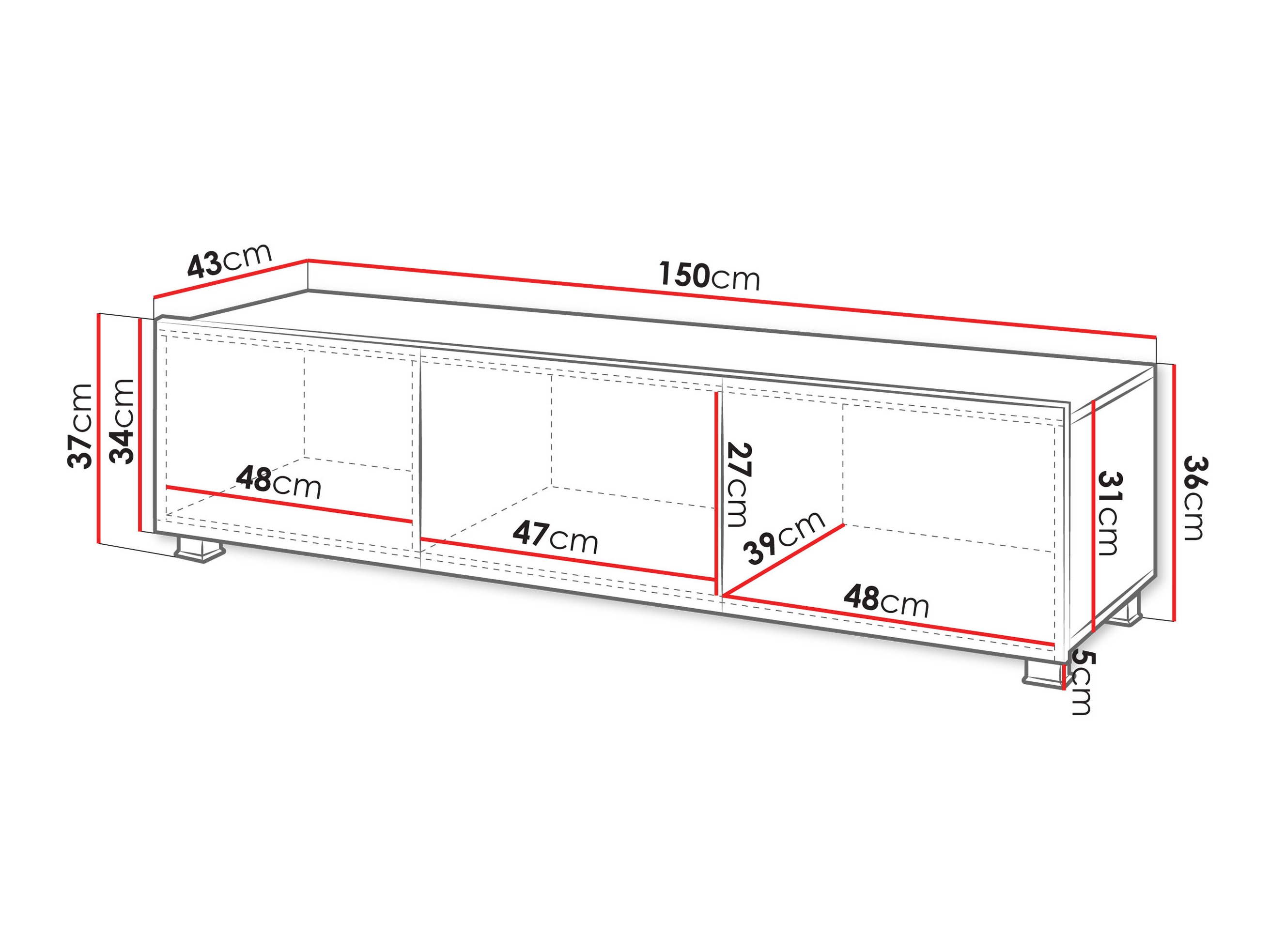 TV-omarica Tivdalu 103 (Črna + Sijaj črna)