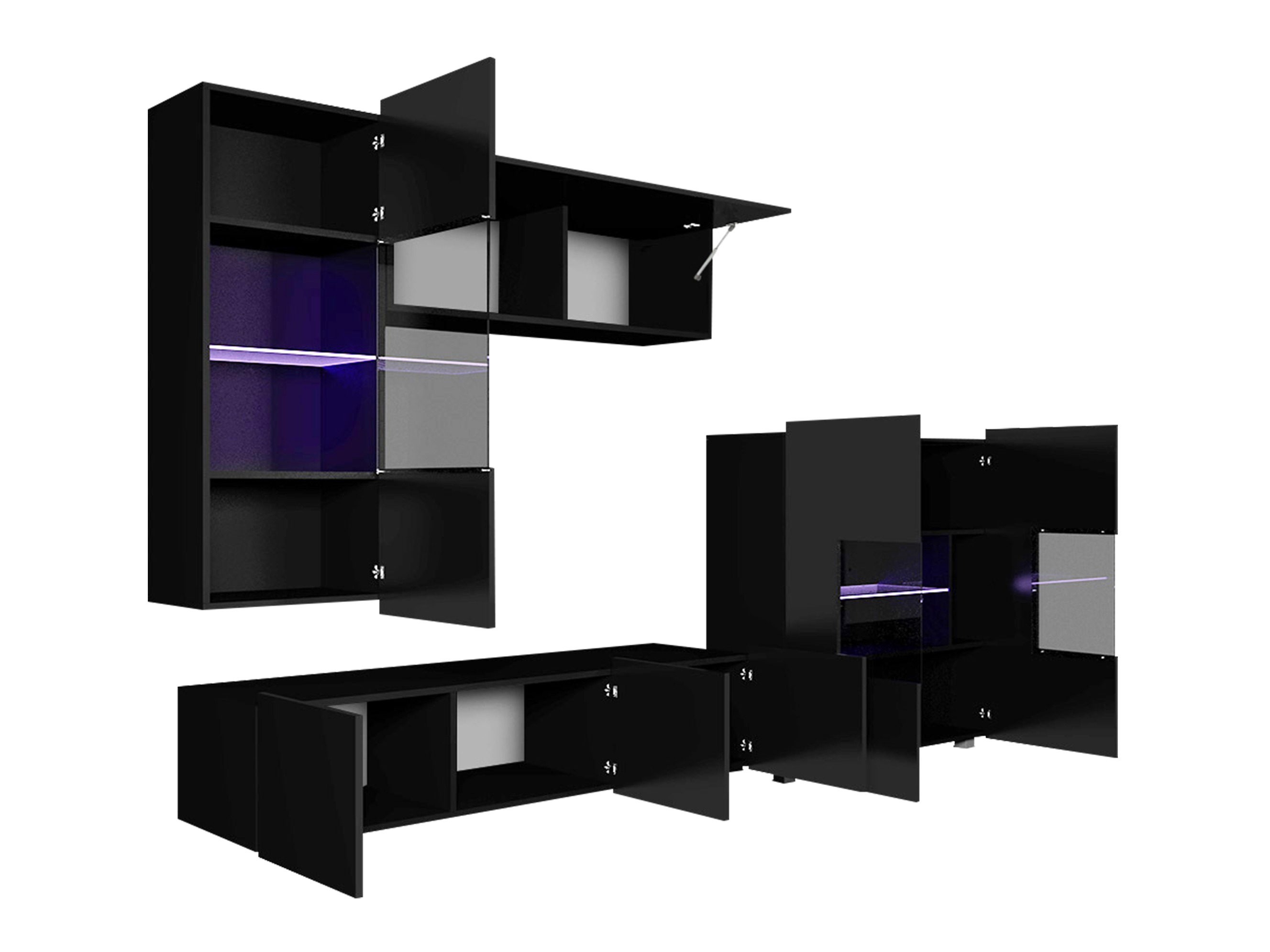 Komplet za dnevno sobo Tivdalu 107 (Črna + Sijaj črna)