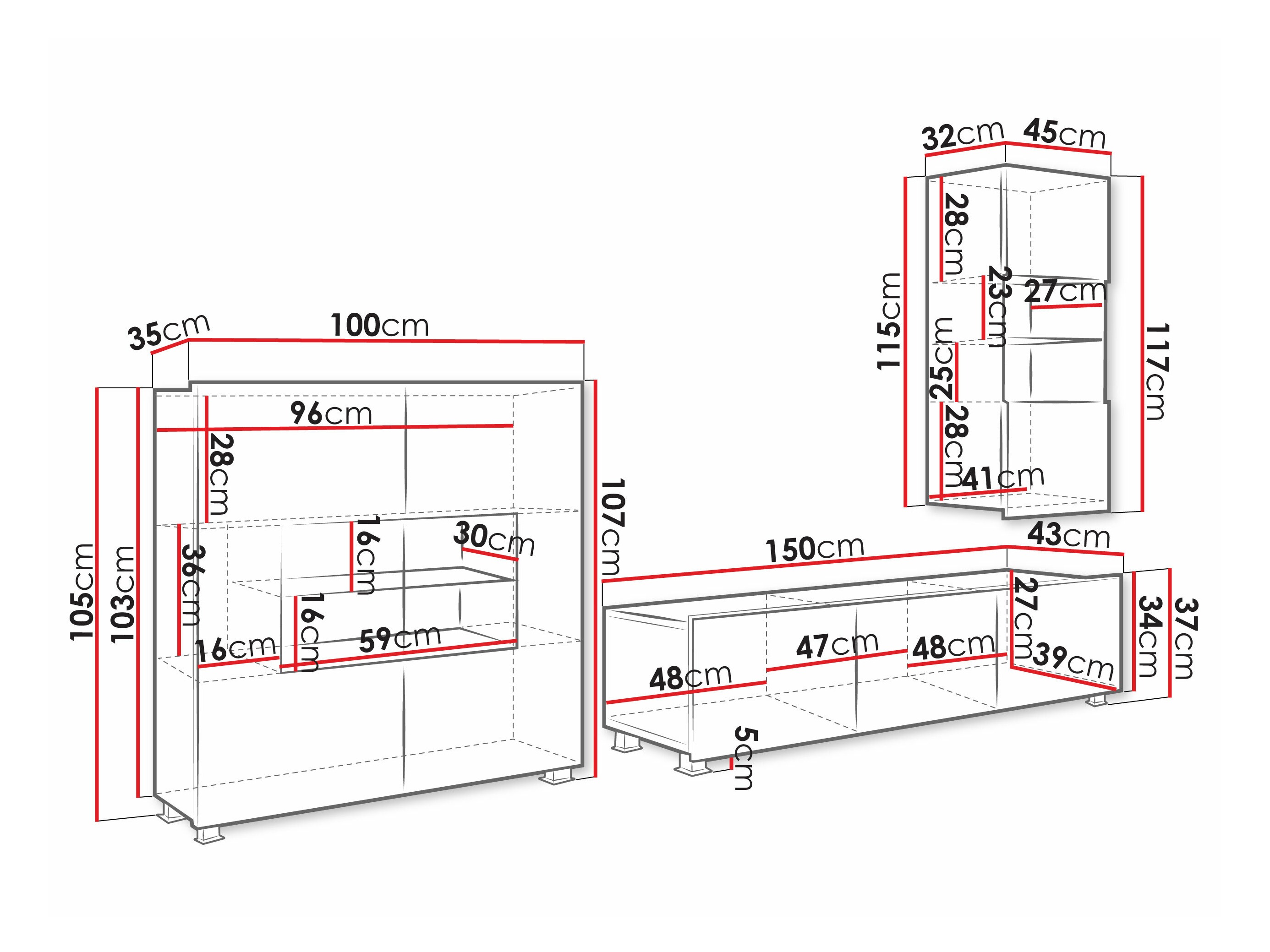 Komplet za dnevno sobo Tivdalu 111 (Bela + Sijaj bela)