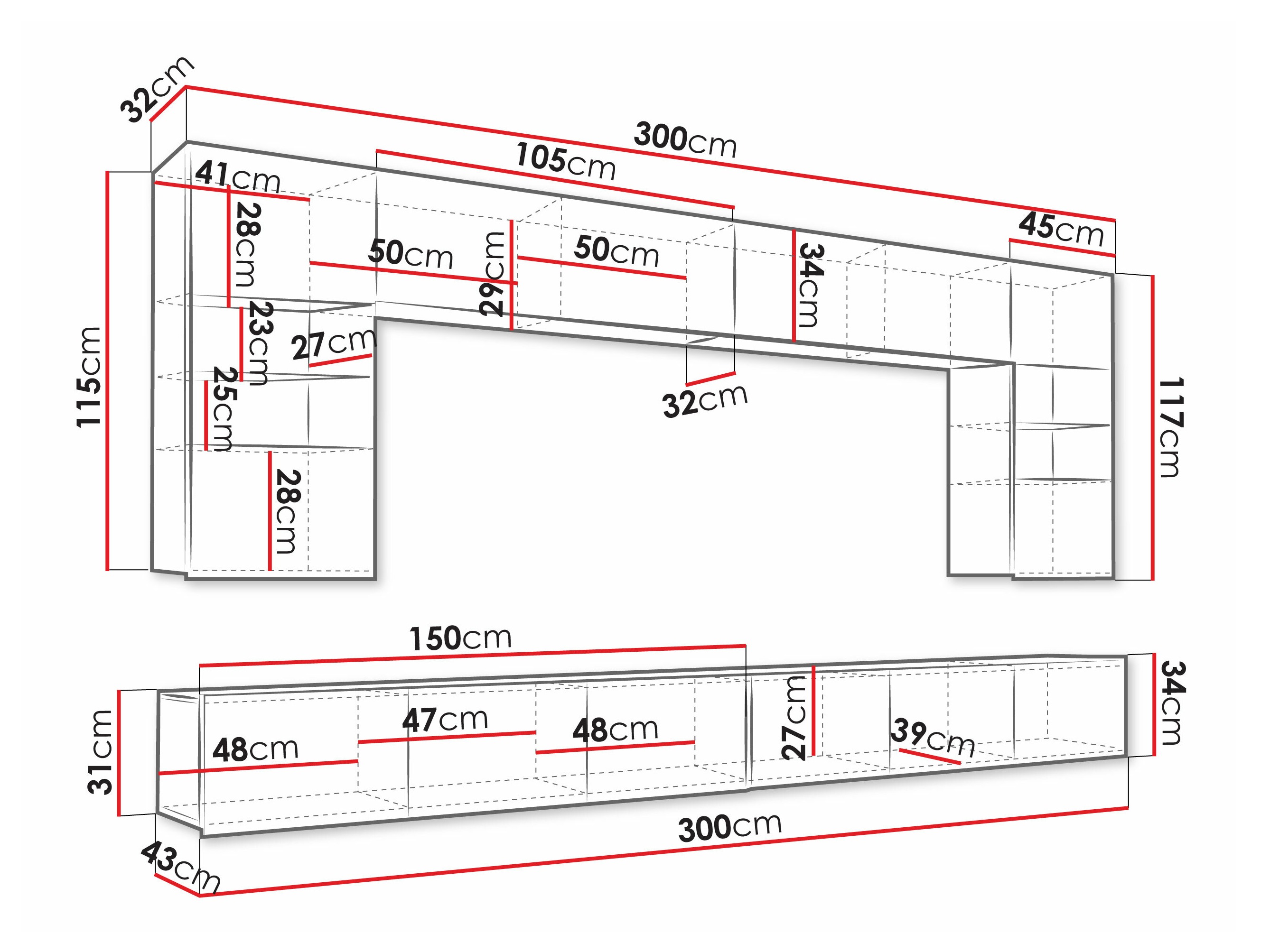 Komplet za dnevno sobo Remus I (Bela + Sijaj bela)