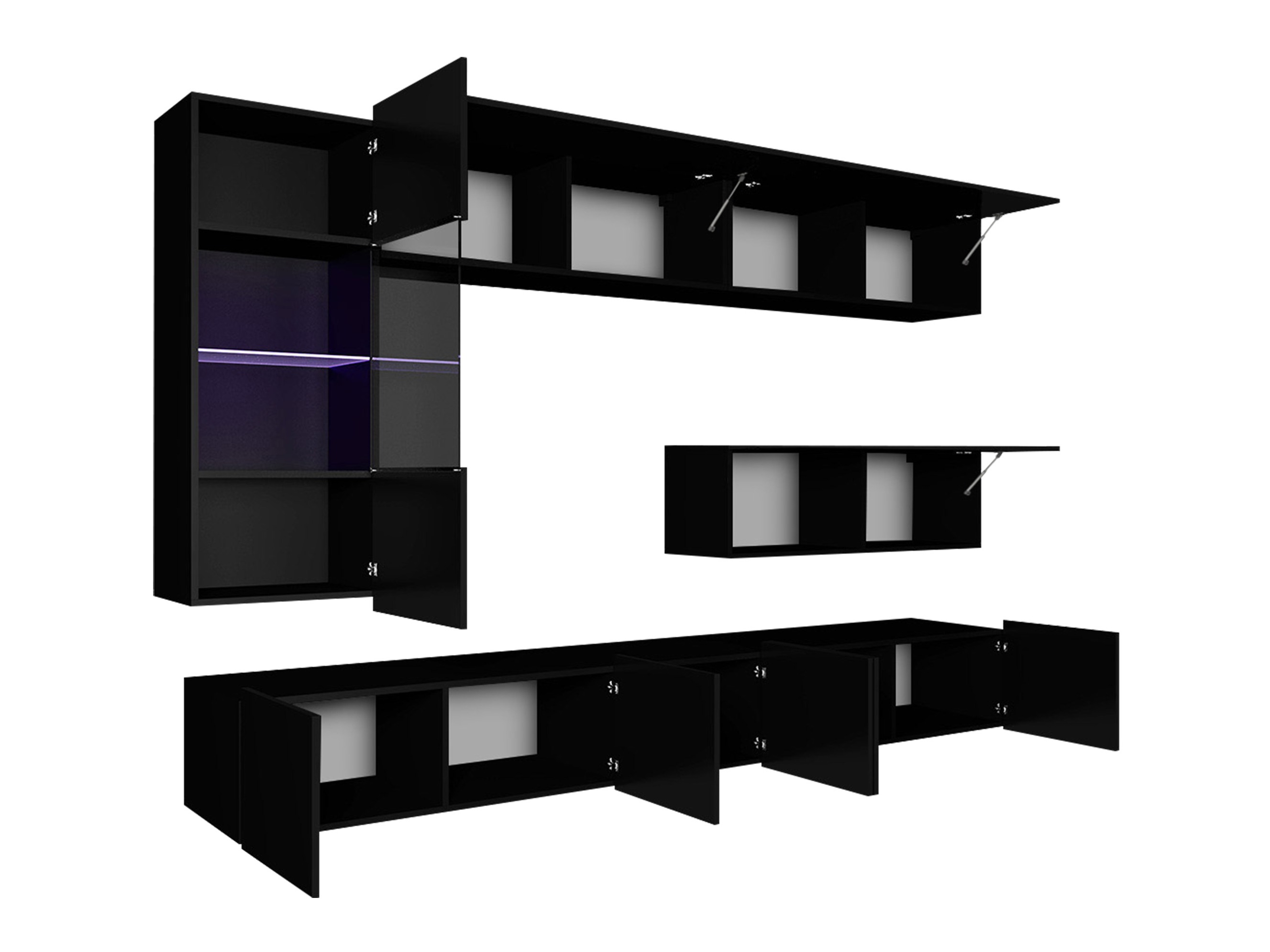 Komplet za dnevno sobo Remus IV (Črna + Sijaj črna)