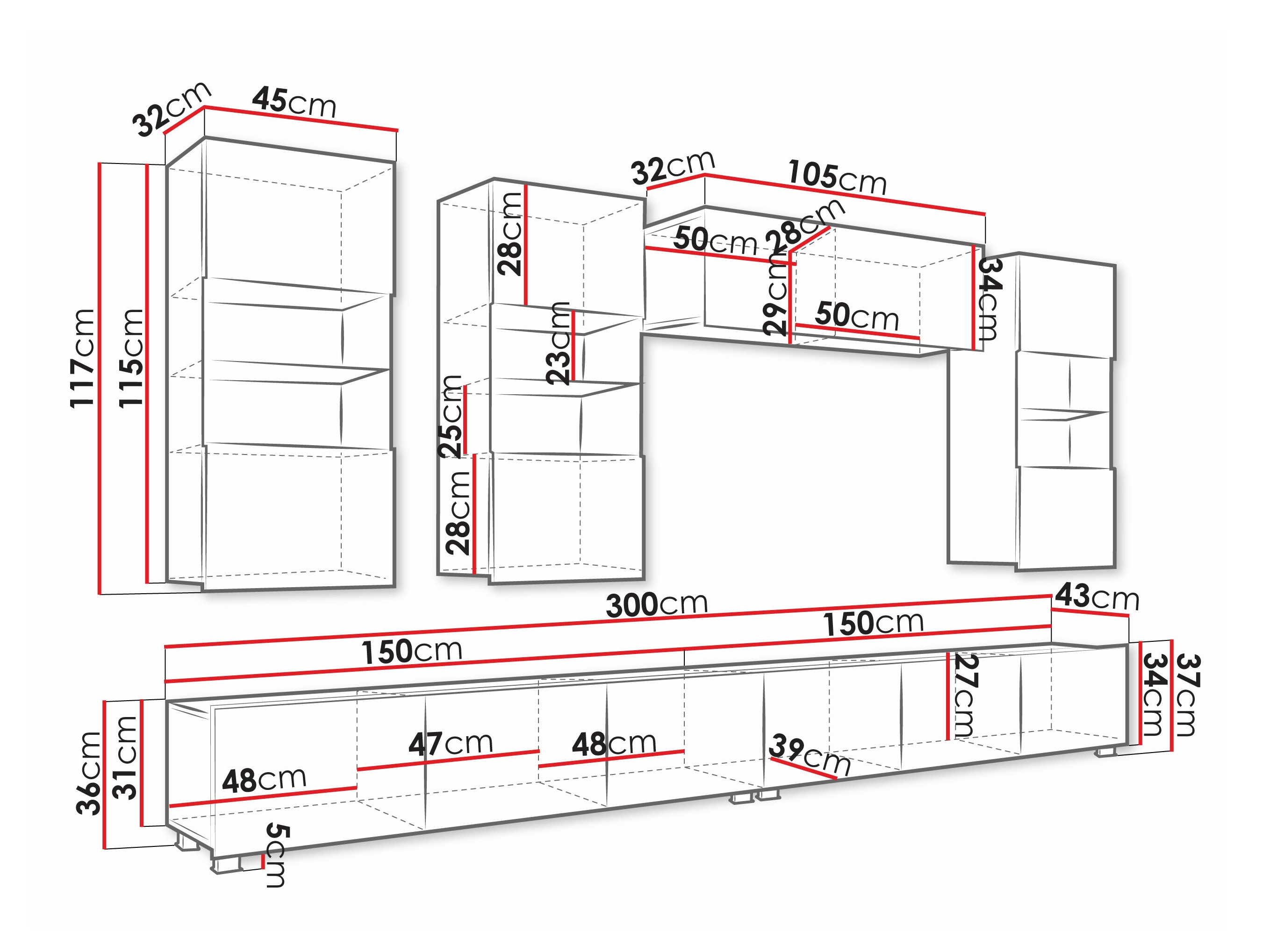 Komplet za dnevno sobo Tivdalu 109 (Črna + Sijaj črna)
