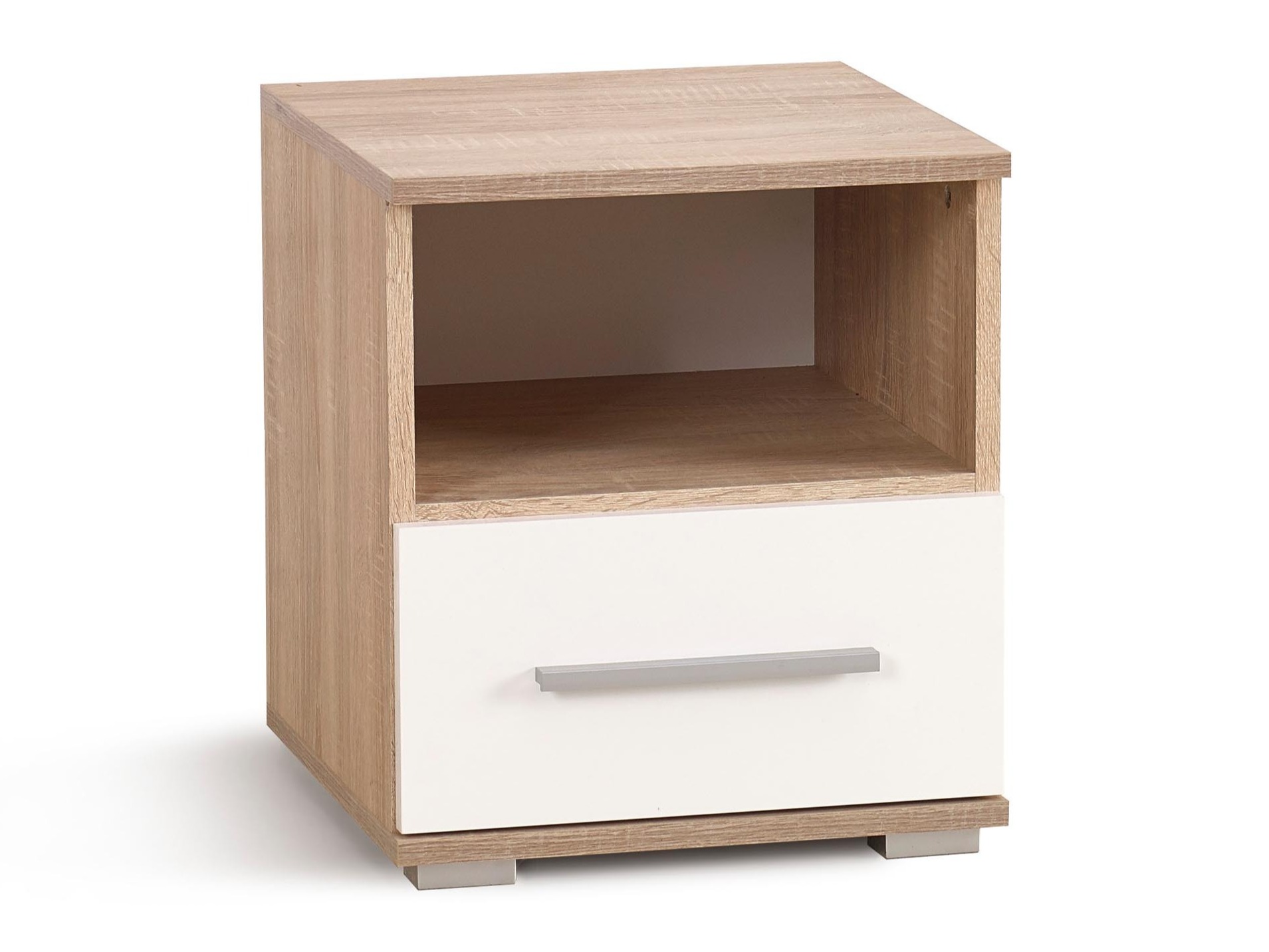 Nočna omarica Cirveso 111 (Sonoma hrast + Sijaj bela)