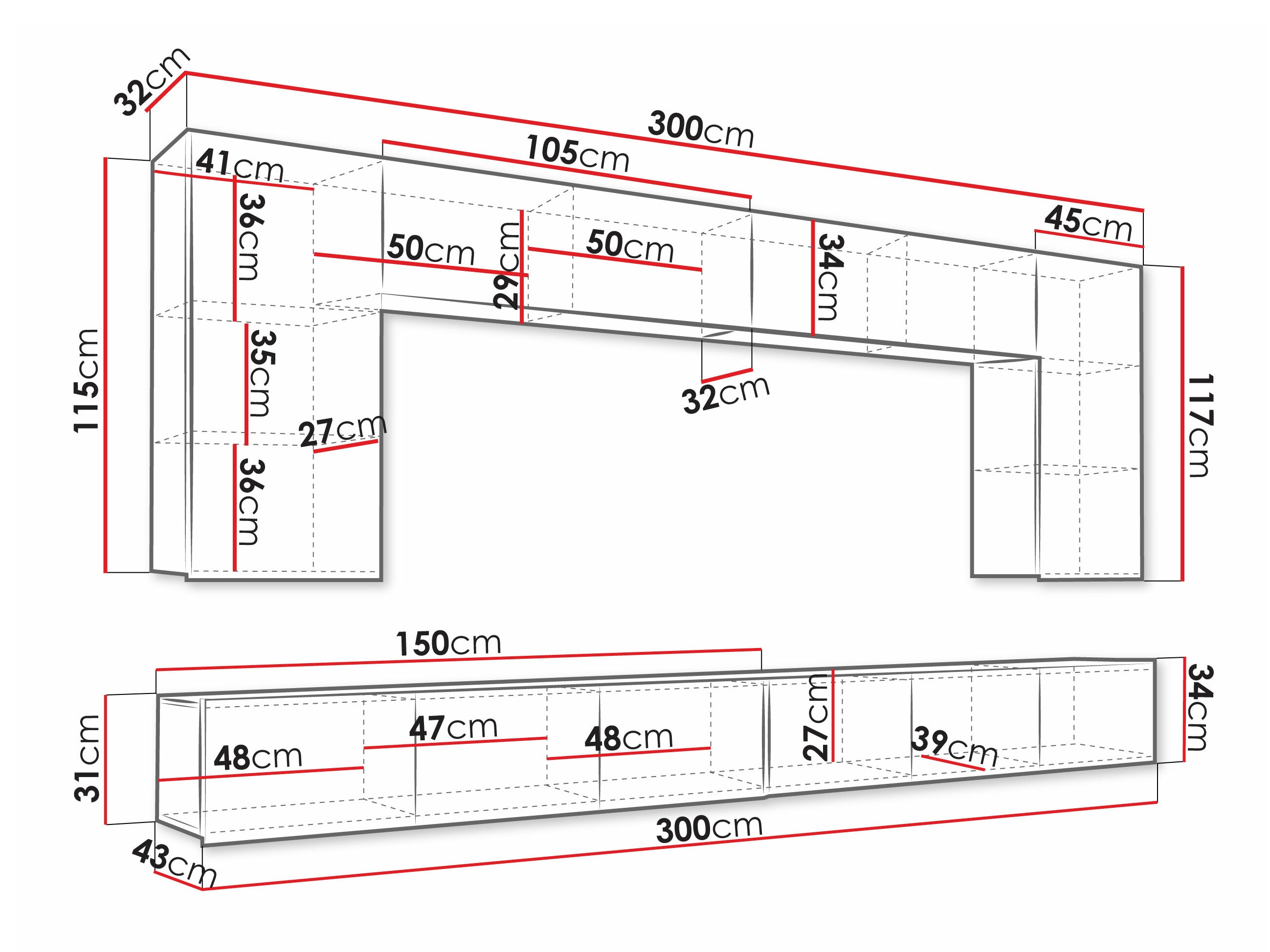 Komplet za dnevno sobo Remus XIII (Bela + Sijaj bela)