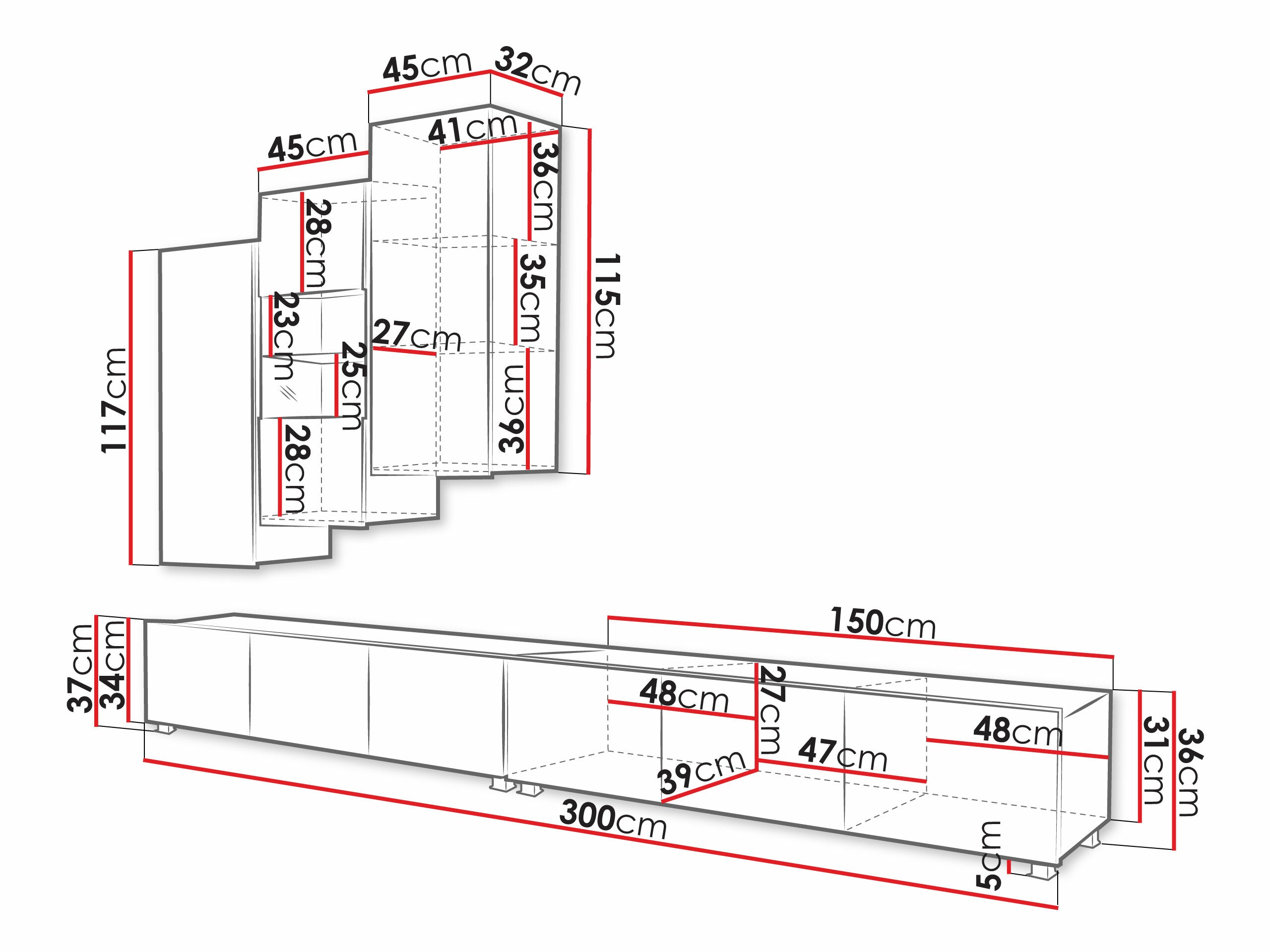 Komplet za dnevno sobo Remus XVII (Črna + Sijaj črna)