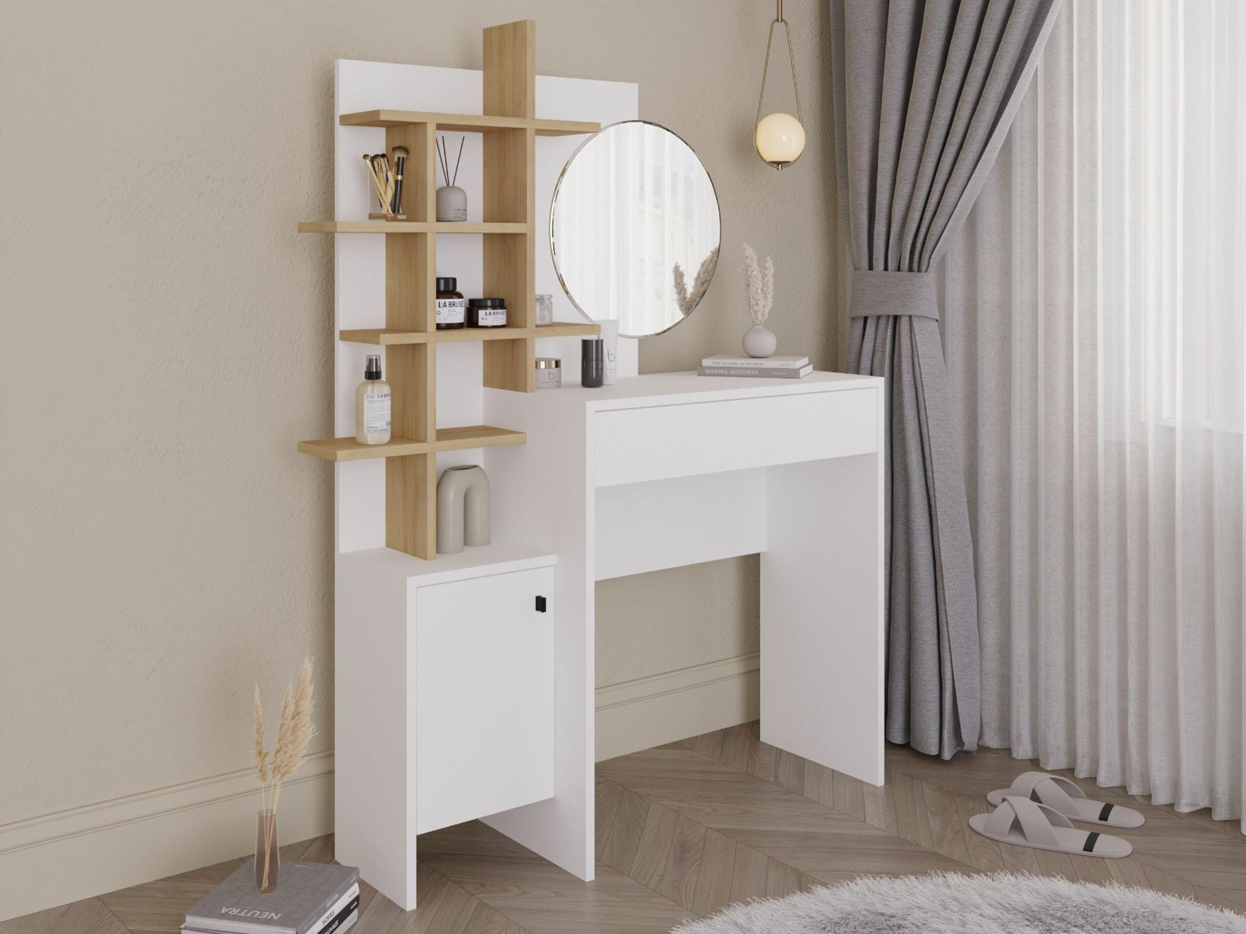 Toaletna mizica Kailua 220 (Bela + Hrast)