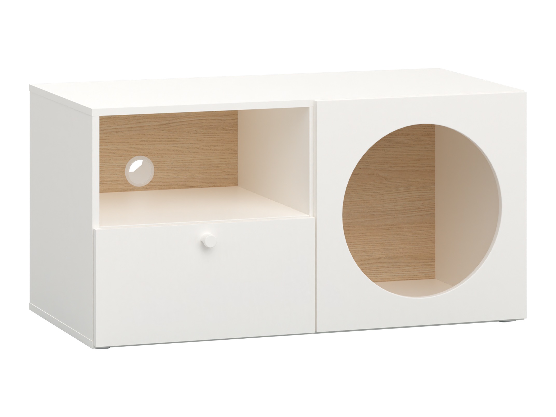 TV-omarica Tornolo 127 (Bela + Lahki hrast)