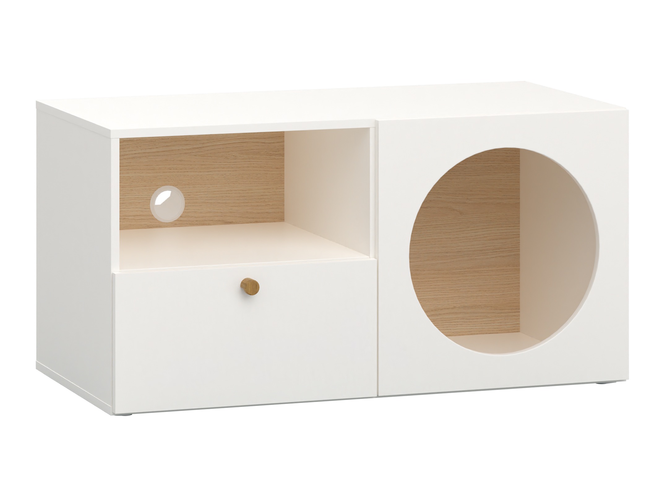 TV-omarica Tornolo 127 (Bela + Lahki hrast)