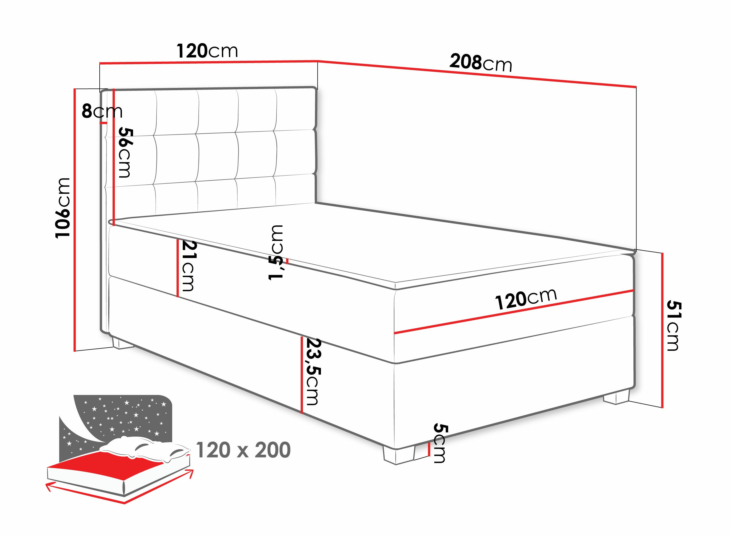 Boxspring postelja Sanford 107 (Manila 02)