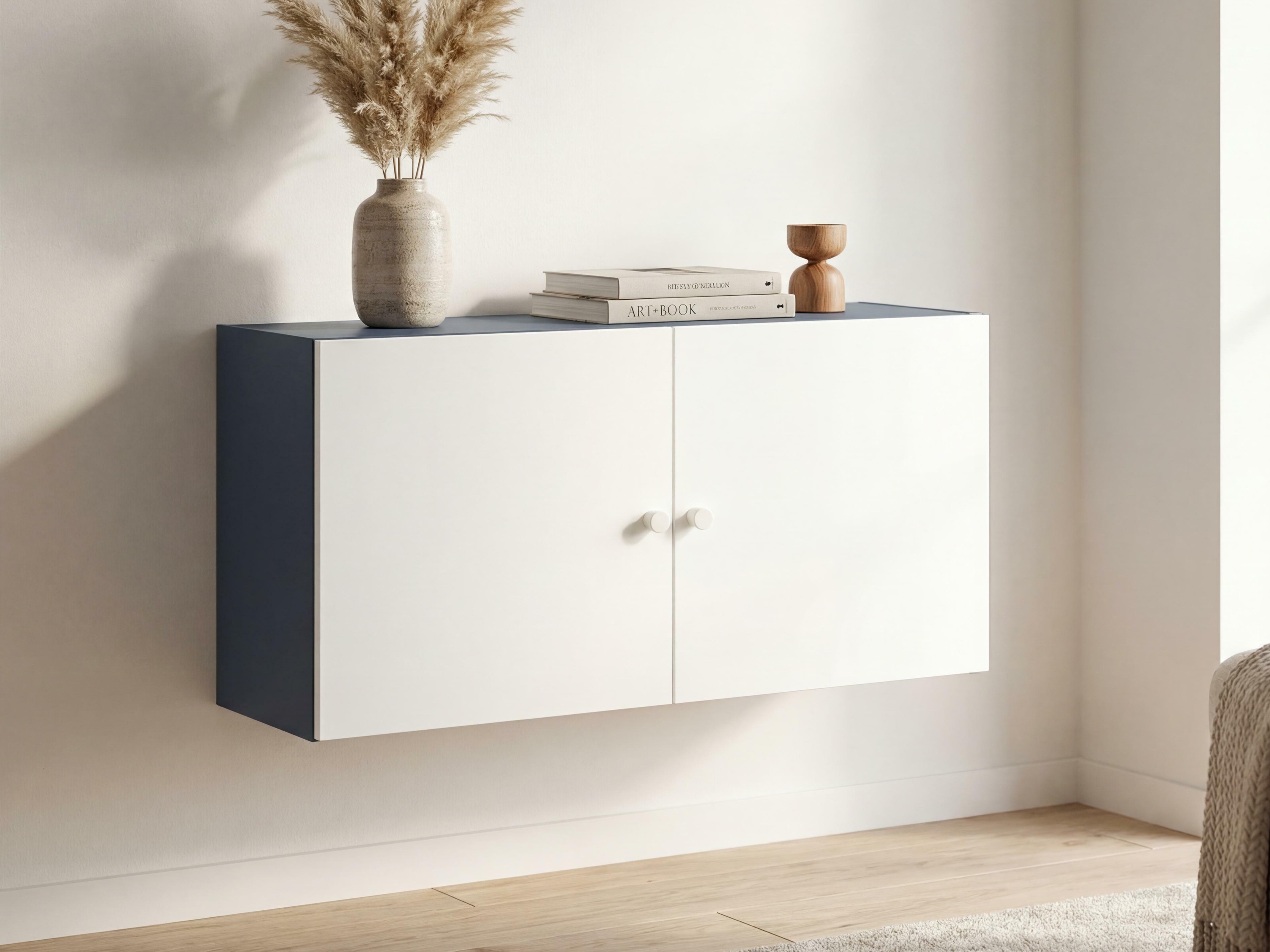 Stenska omarica Tornolo 128 (Bela + Indigo)