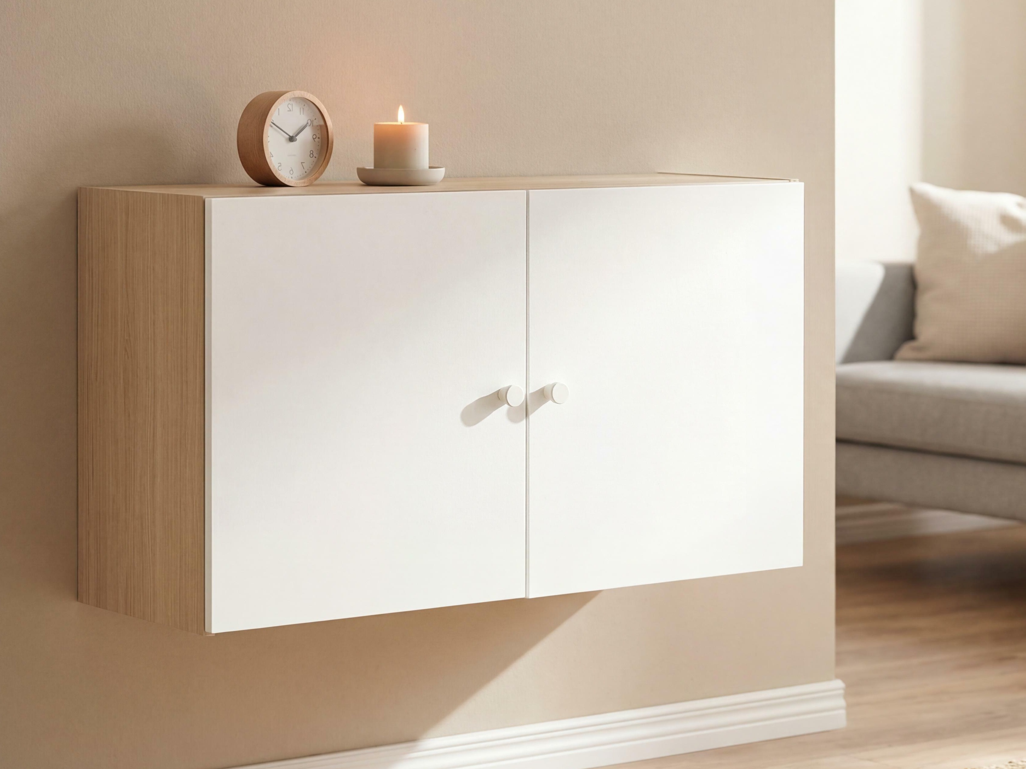 Stenska omarica Tornolo 128 (Bela + Lahki hrast)