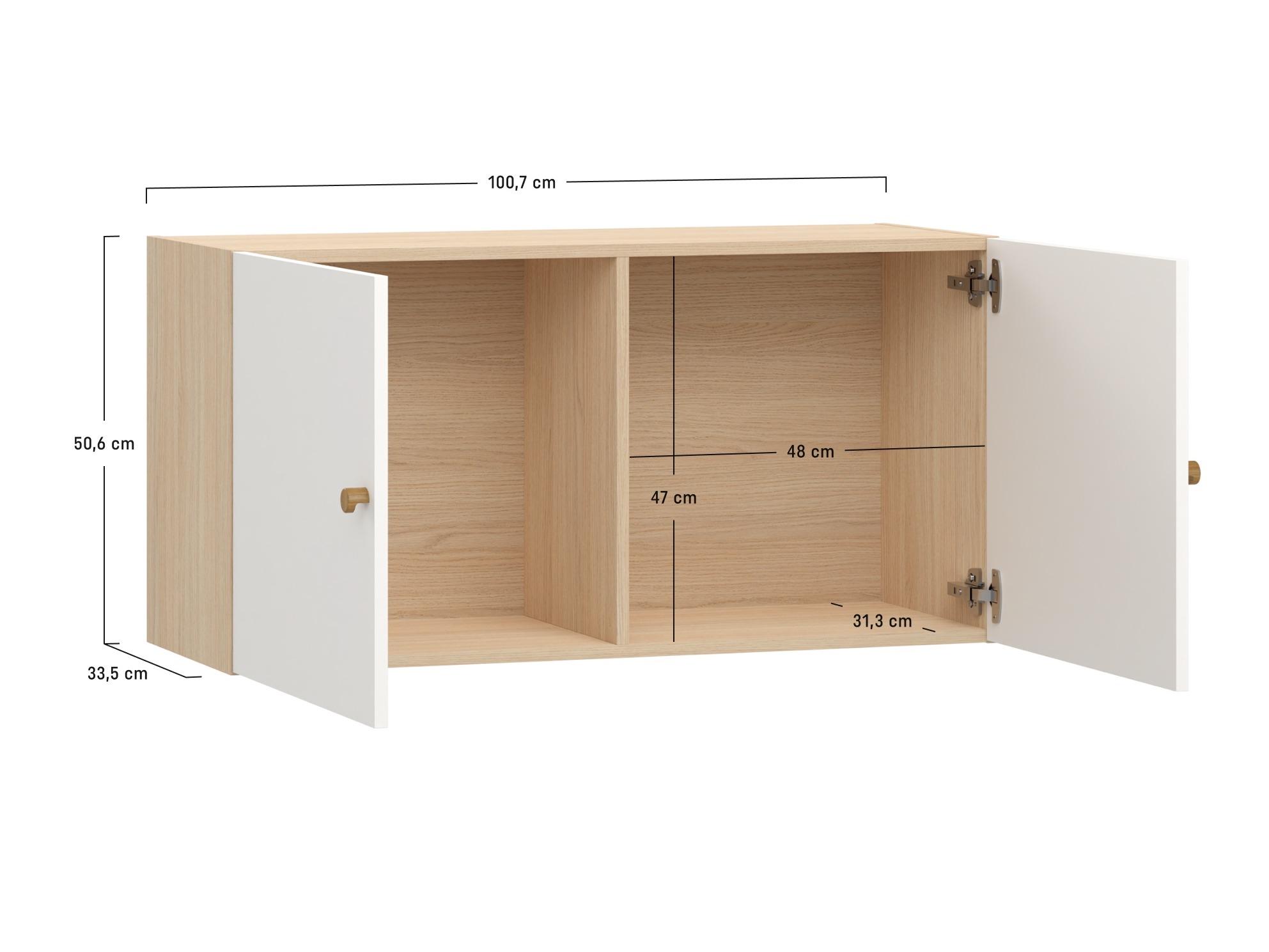 Stenska omarica Tornolo 128 (Bela + Lahki hrast)