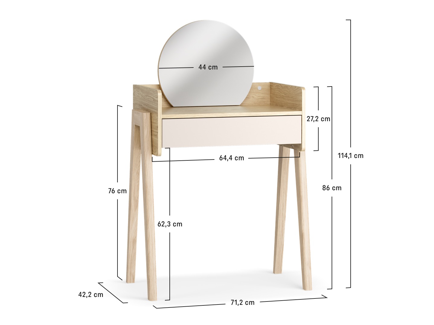 Toaletna mizica Velrome 100 (Hrast + Grafit)