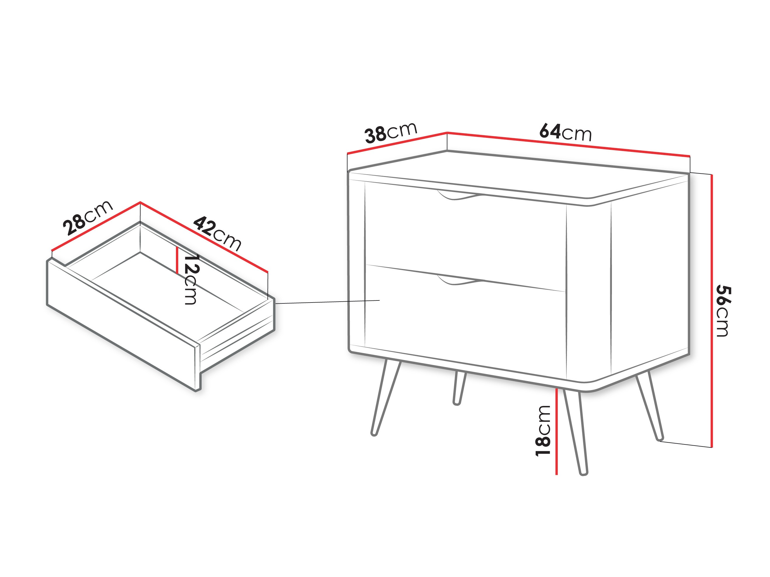 Nočna omarica Lectum (Grafit)
